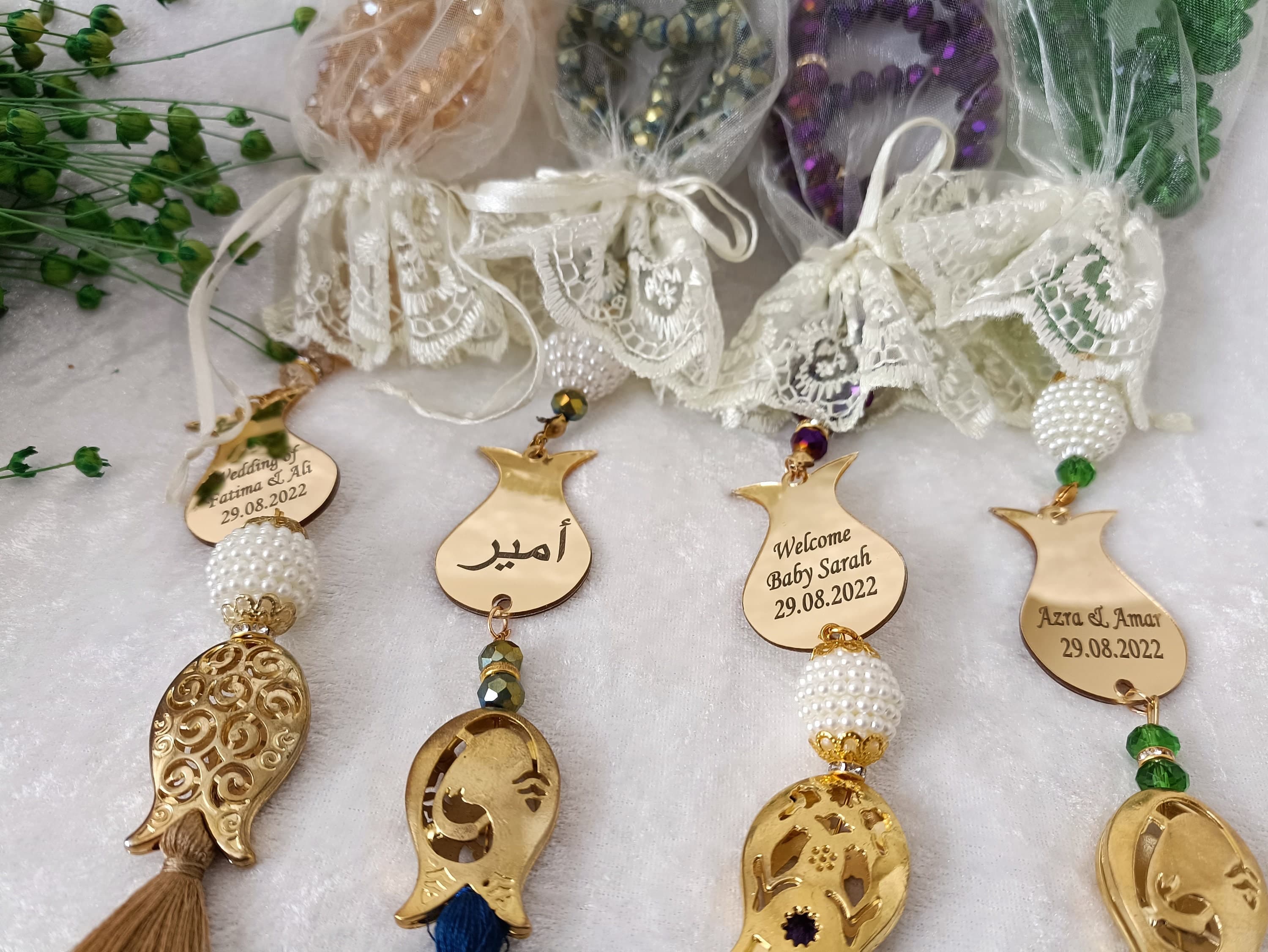 Personalized Crystal Tasbih, Muslim Prayer Beads, Eid Favors