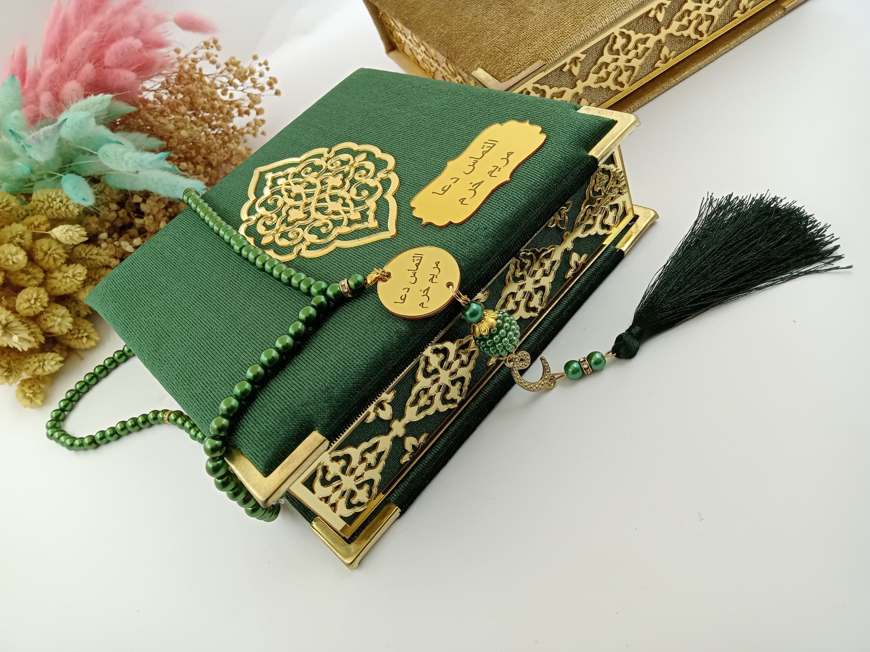 Personalized Velvet Quran Gift Set | Islamic Pearl Prayer Beads - image 4
