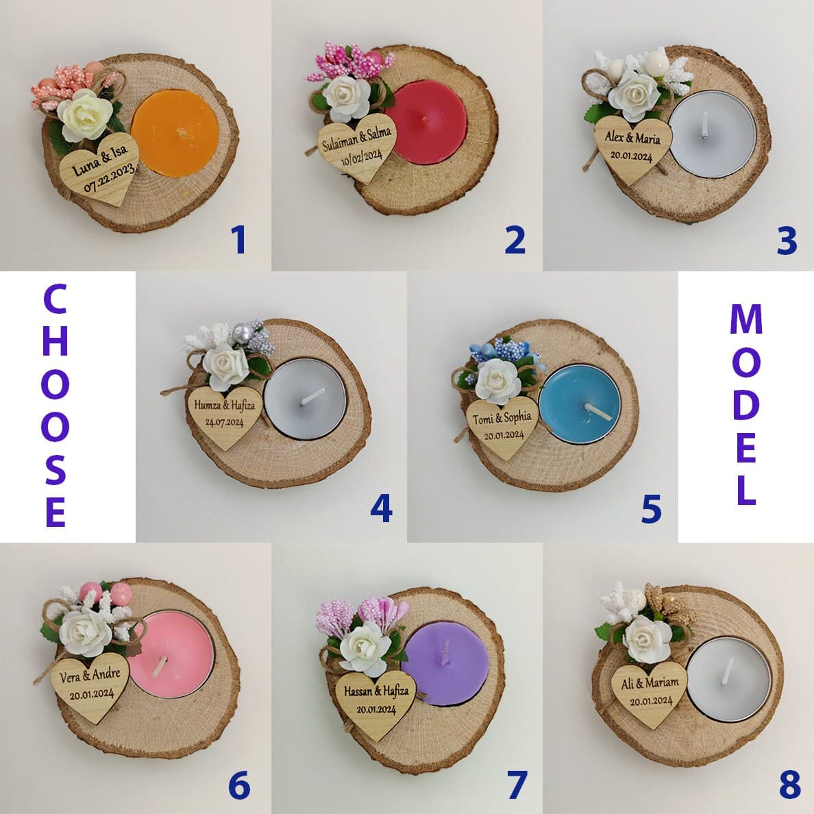 Personalized Wood Slice Candle Favors, Wedding, Shower, Party - image 4