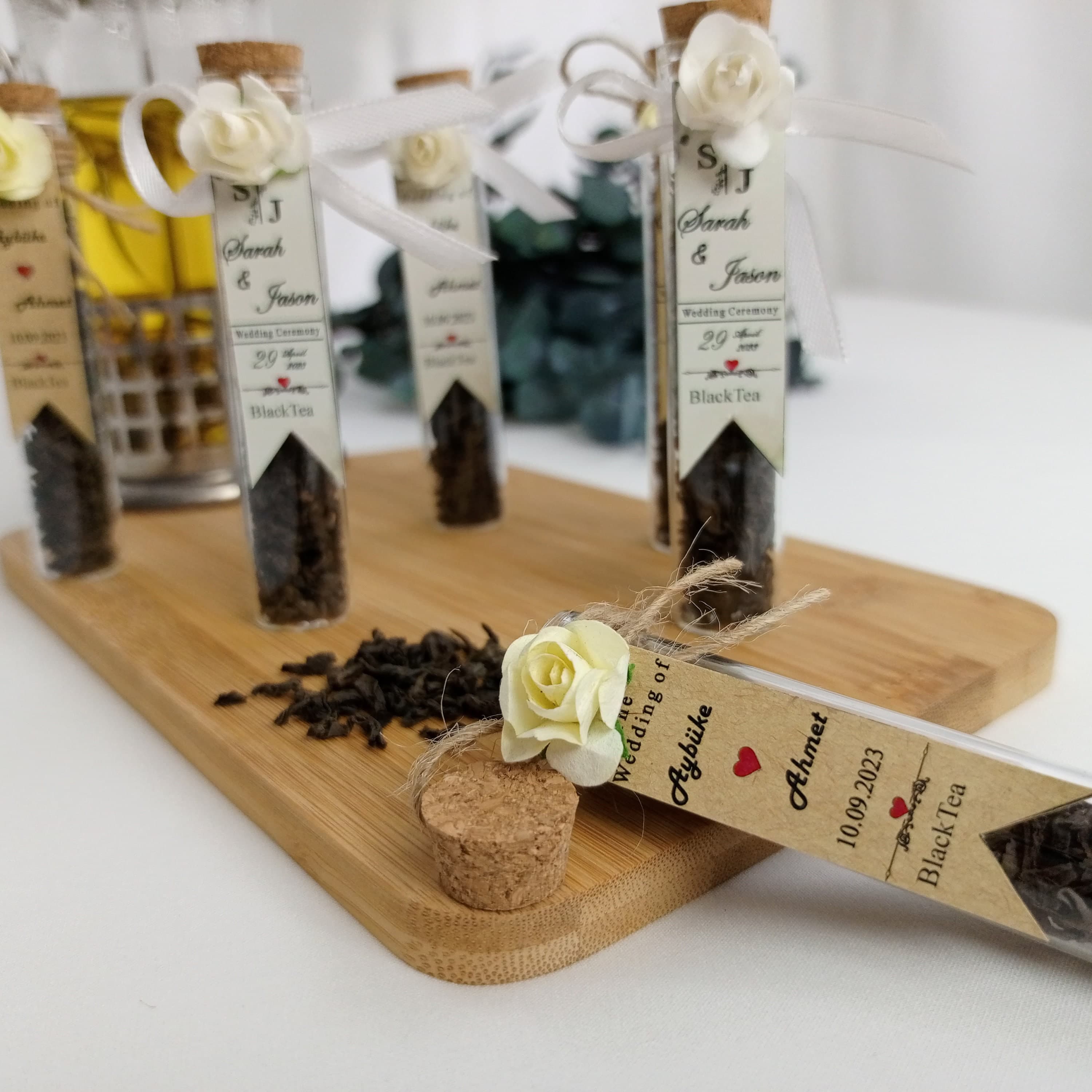 Personalized Tea Wedding Favors, Rustic Wood Jar, Thank You Gifts - image 4