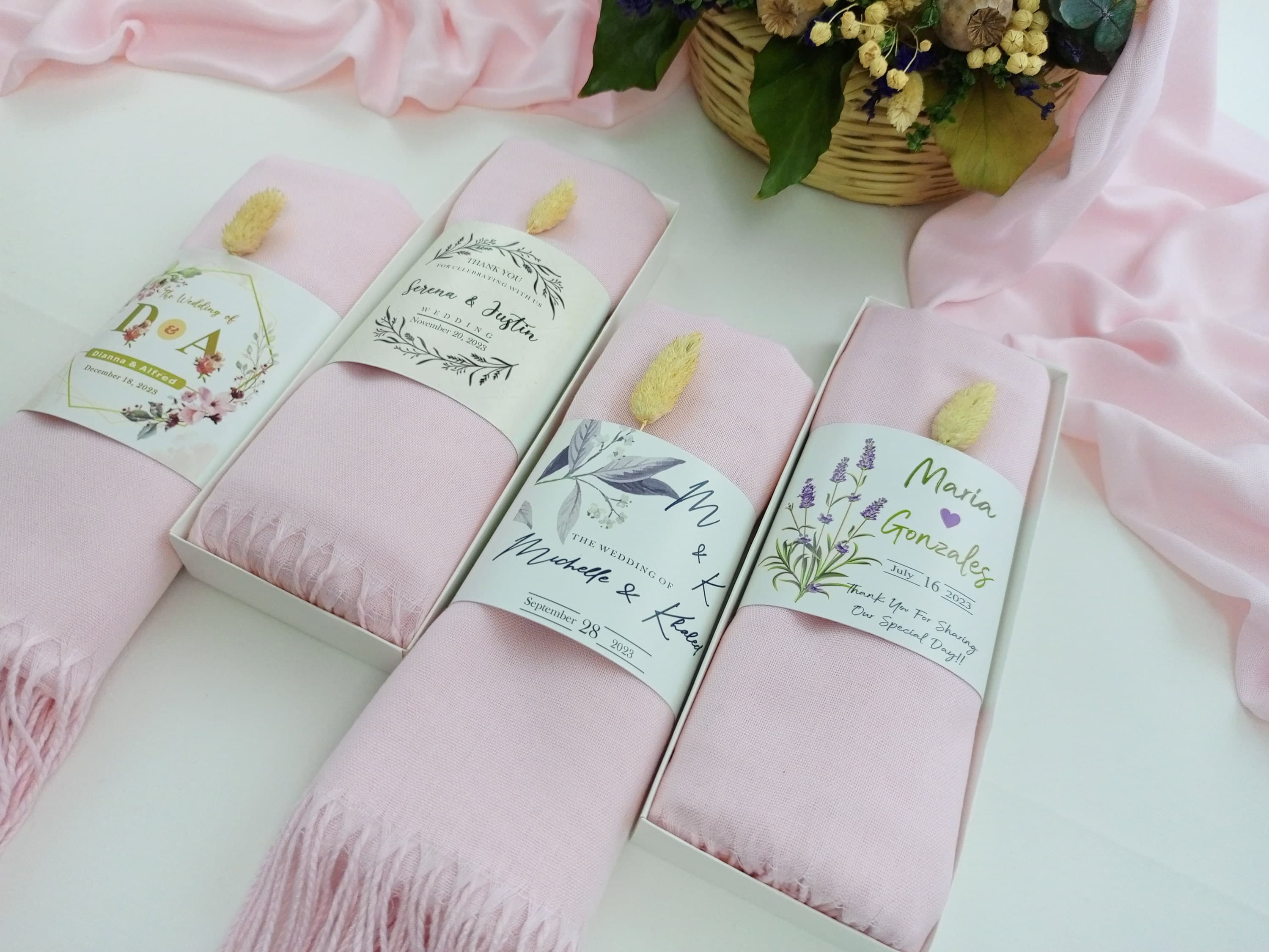 Personalized Pashmina Shawl, Wedding Guest Favor, Gift for her