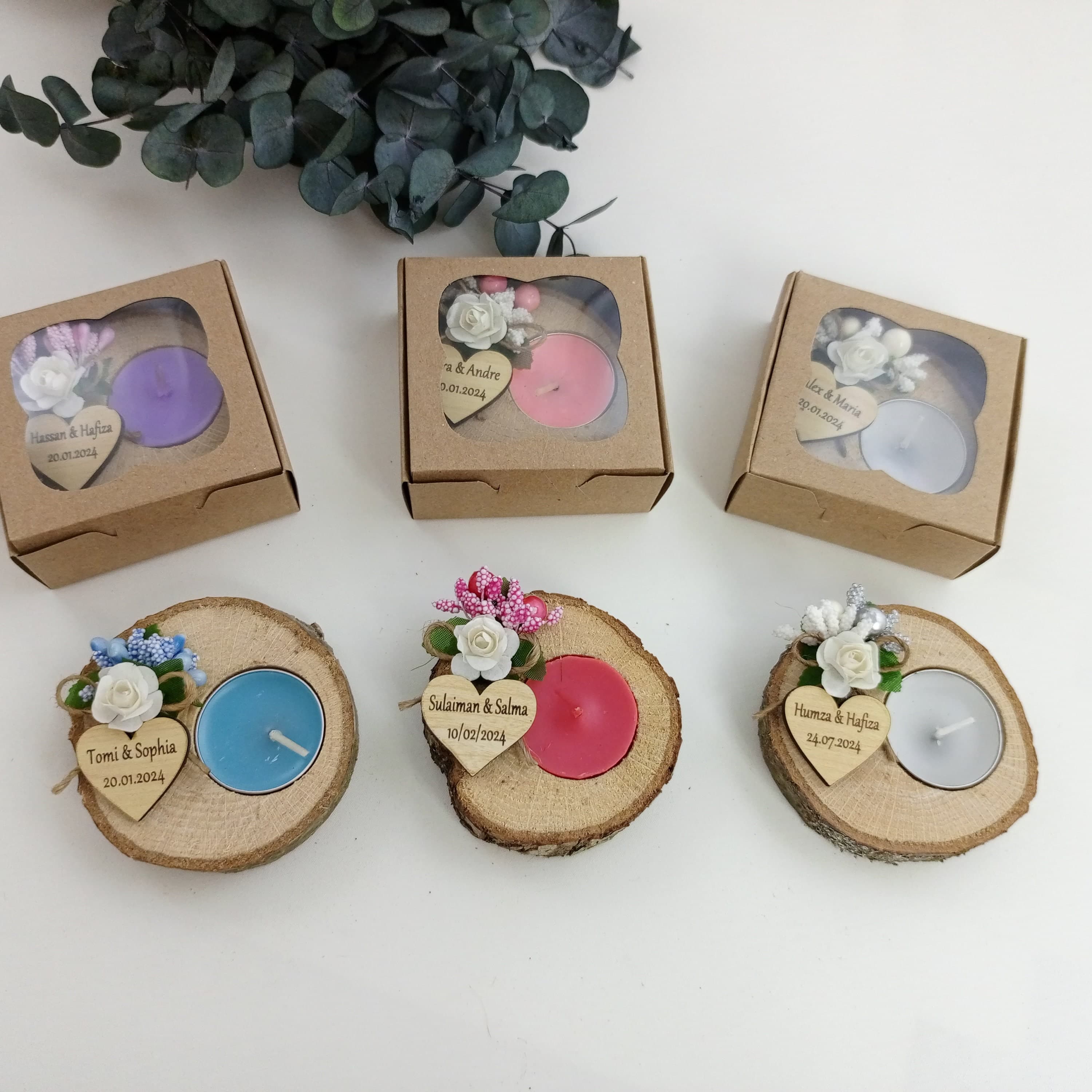 Personalized Wood Slice Candle Favors, Wedding, Shower, Party - image 3