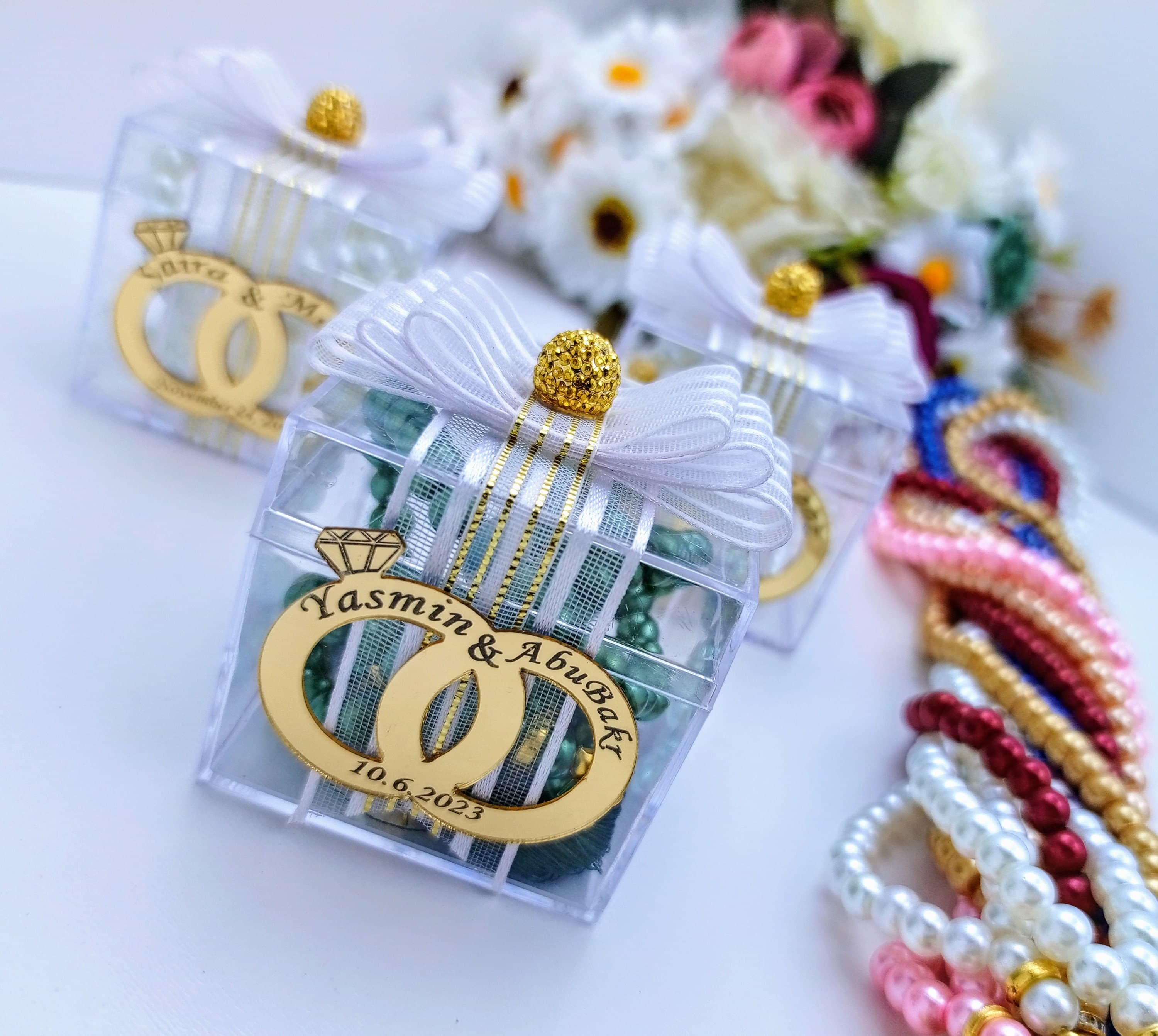 Personalized Pearl Tasbih, Muslim Wedding Favors, Eid Gift, Prayer Beads - image 5