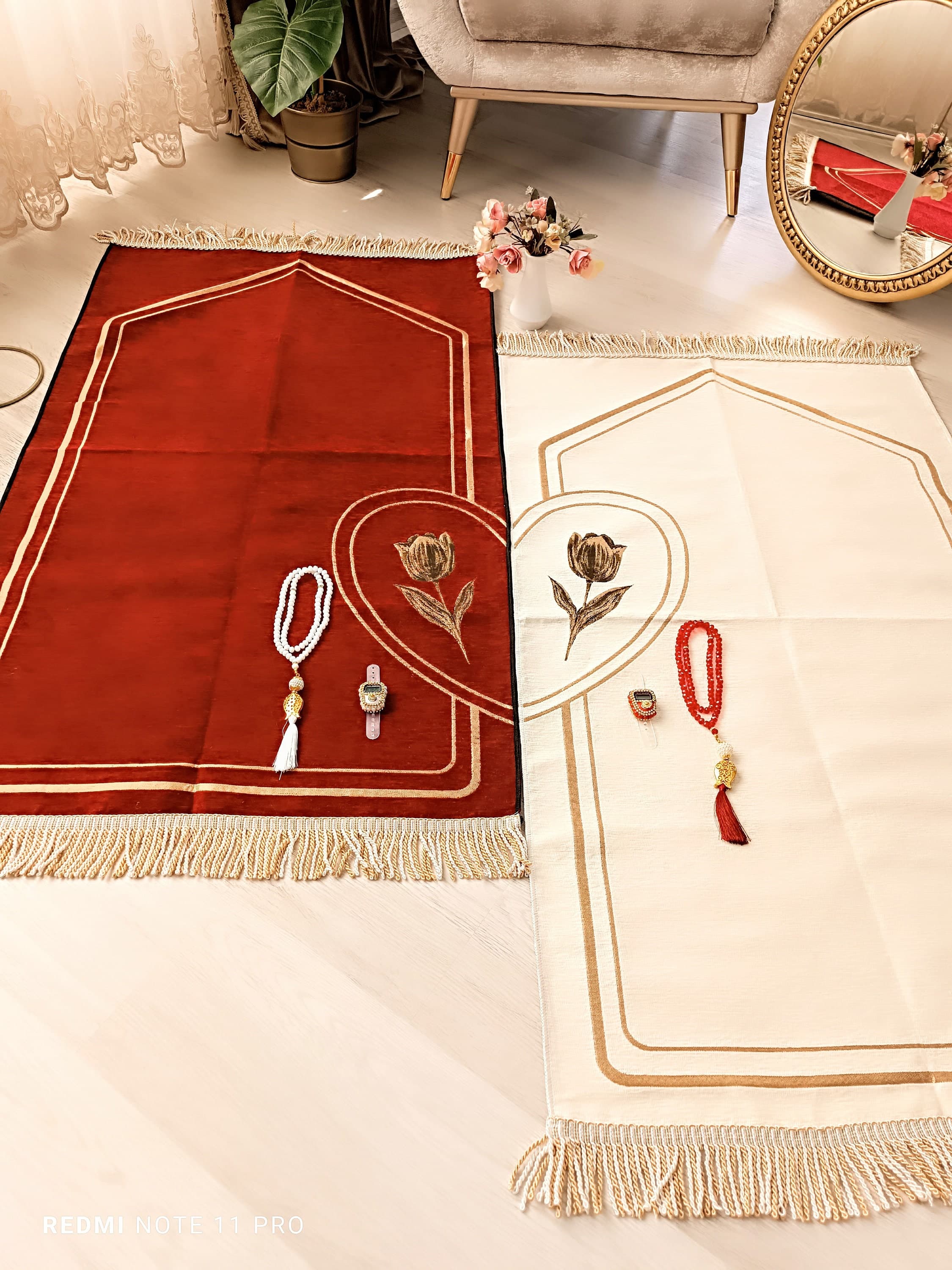 Personalized Couple Prayer Mat Set | Islamic Wedding Gift, Eid Gift