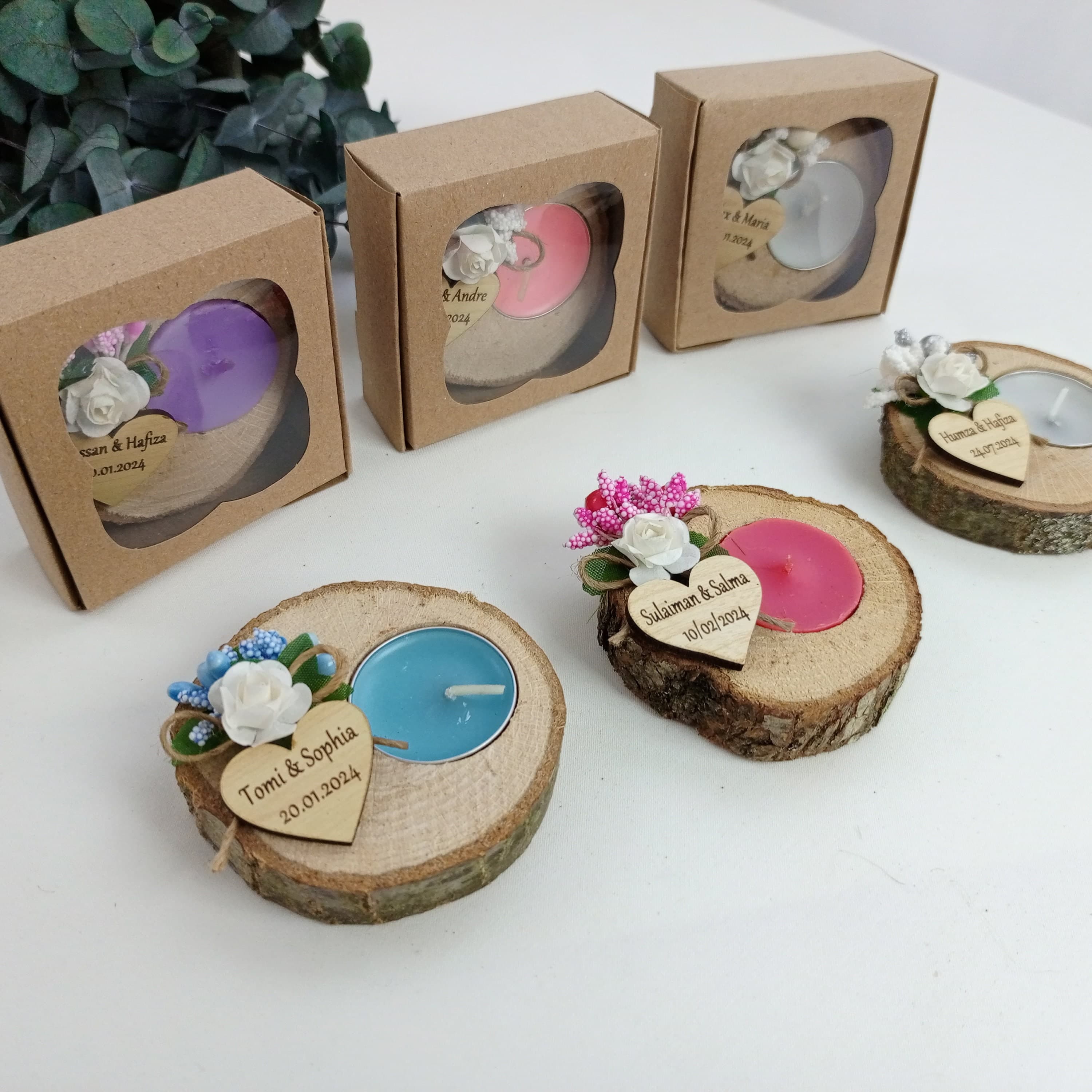 Personalized Wood Slice Candle Favors, Wedding, Shower, Party - image 5