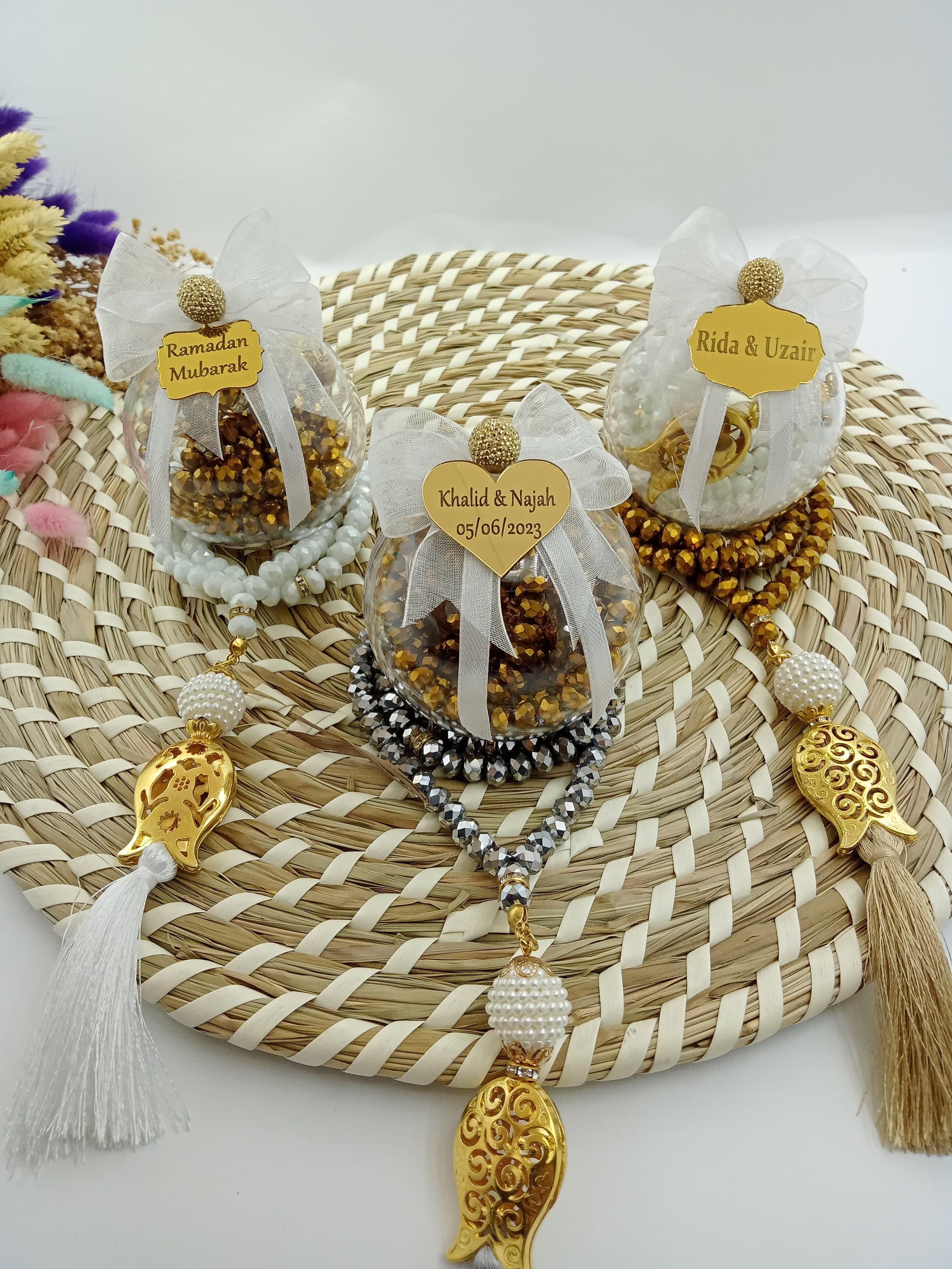 Personalized Crystal Tasbih Prayer Beads, Eid Favors, Wedding Favors
