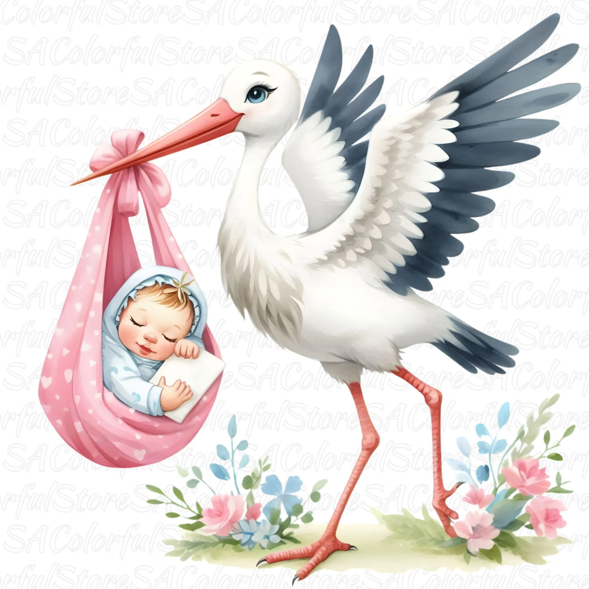 baby rooms, stork baby clipart, babyshower, stork sublimation, stork design, newborn theme, nursery decorations, newborn gifts, baby printable, kids room decor, stork baby png, watercolor clipart, watercolor nursery