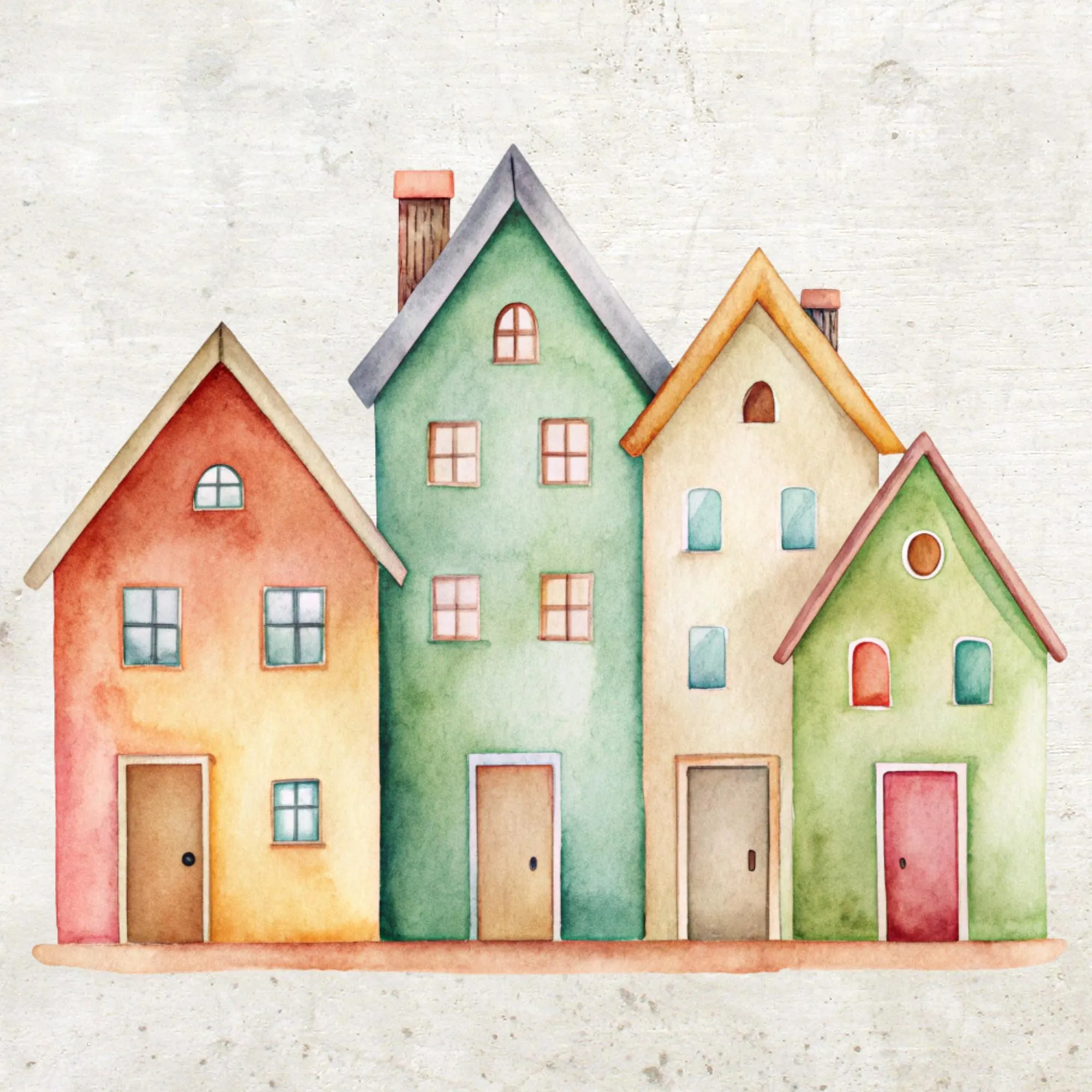 street clipart, clipart pack, houses clipart, houses drawing, purple houses, watercolor houses, watercolor street, clip art, clipart bundle, digital clipart, digital crafting, scrapbook images, watercolor clipart