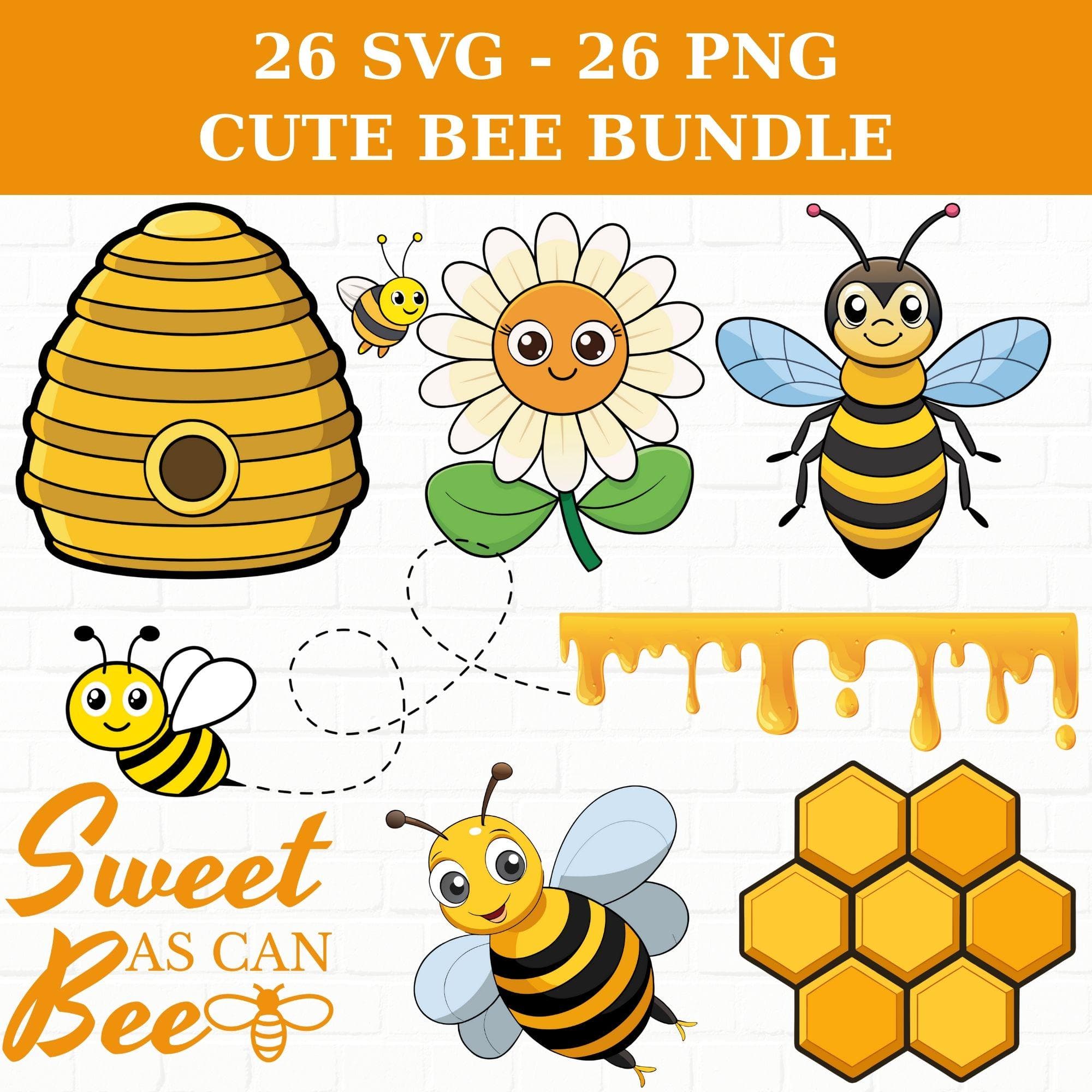 Bee SVG PNG Clipart Bundle: Honeycomb & Queen Bee Designs