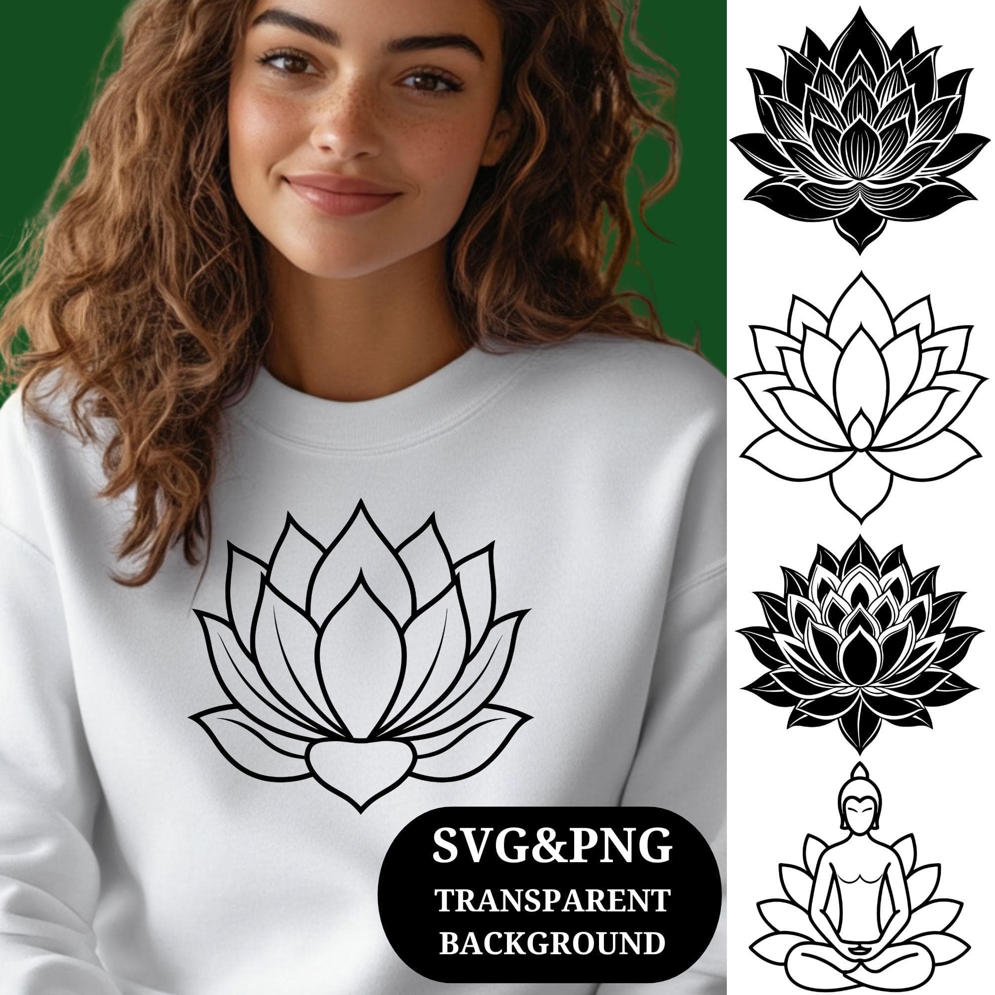 Lotus Flower SVG Bundle: Geometric Ornament, Cricut Cut Files (Digital Download)