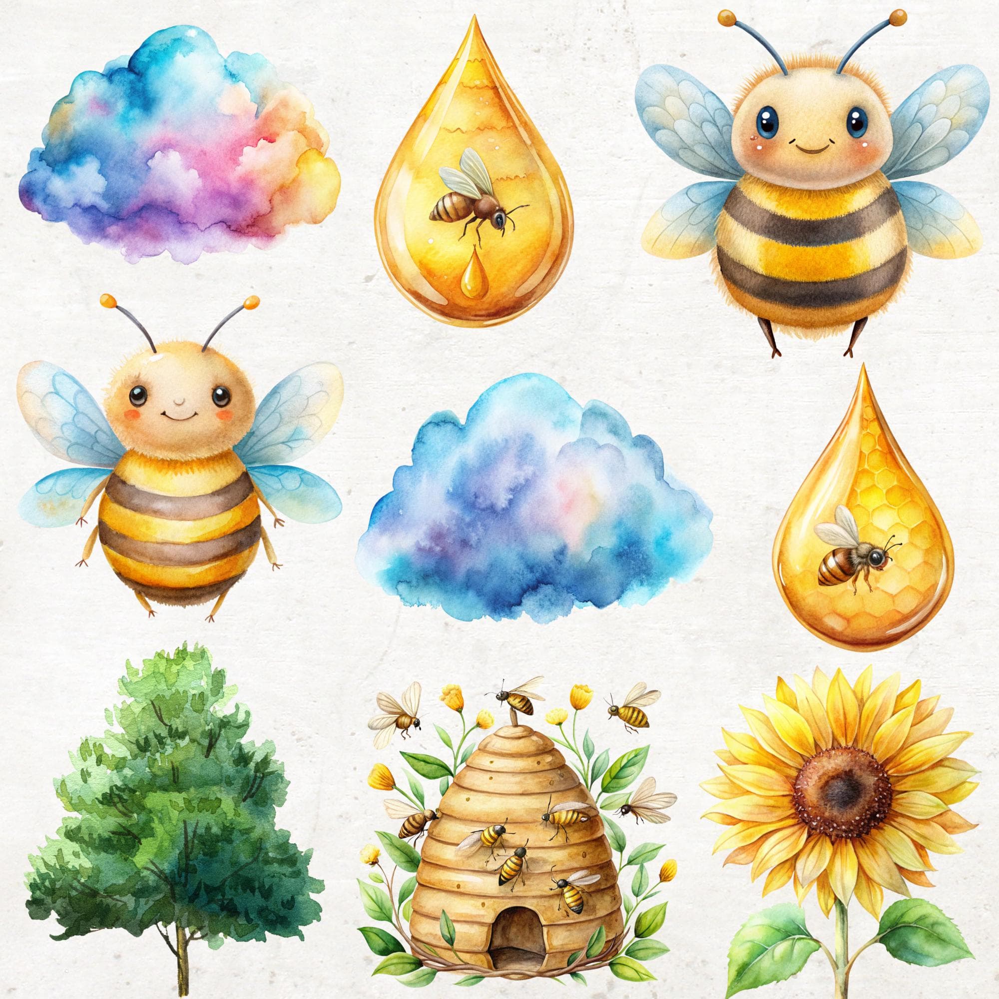 printable bumblebees, honey clipart, little bee, bee clip art, bee png, cute baby animals clipart, honey bee, baby shower, clipart for kids, honey pot digital images, spring flowers, summer png, watercolor clipart