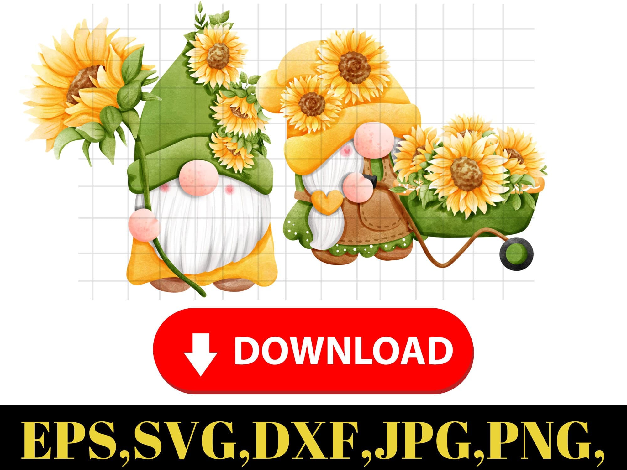 Sunflower Gnome Clipart\ Summer Gnome PNG\Printable Artwork\ PNG Files\ Instant Download\ T-Shirt Design\ Gnomies couple svg