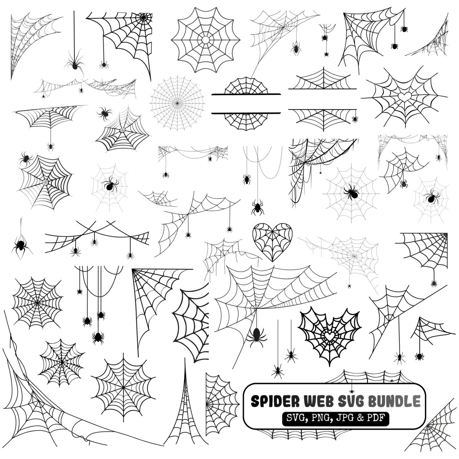 Spider Web SVG Bundle, Spider Web PNG Bundle, Spider Web Clipart, Halloween Svg Cut Files for Cricut, Spider Web Silhouette, Cobweb Svg