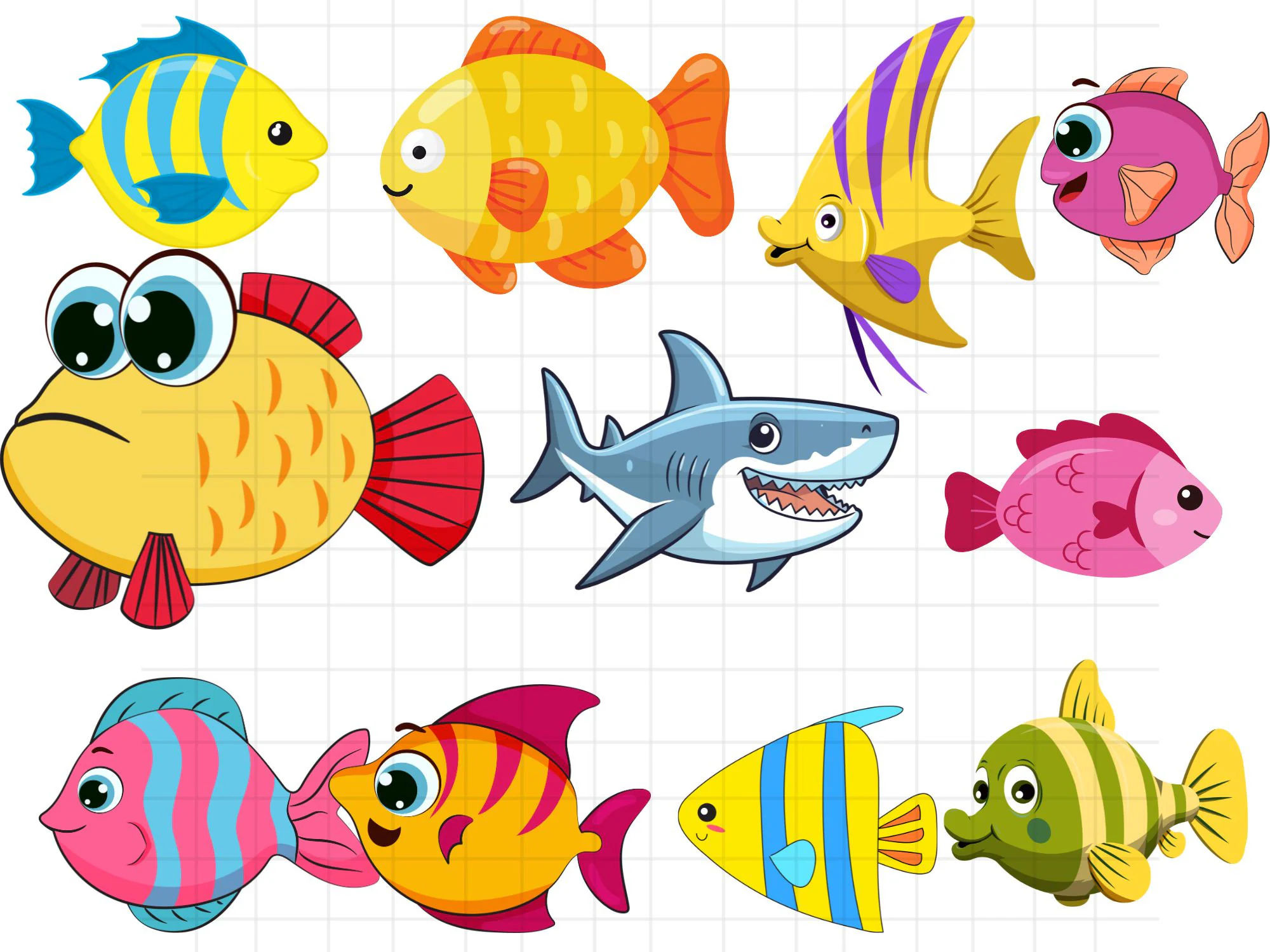 Cartoon fish svg\ fish svg\ sea clipart\ fishing clipart\ ocean clipart\ colorful fish svg\ fish png\ tropical fish clipart\ fish silhouette