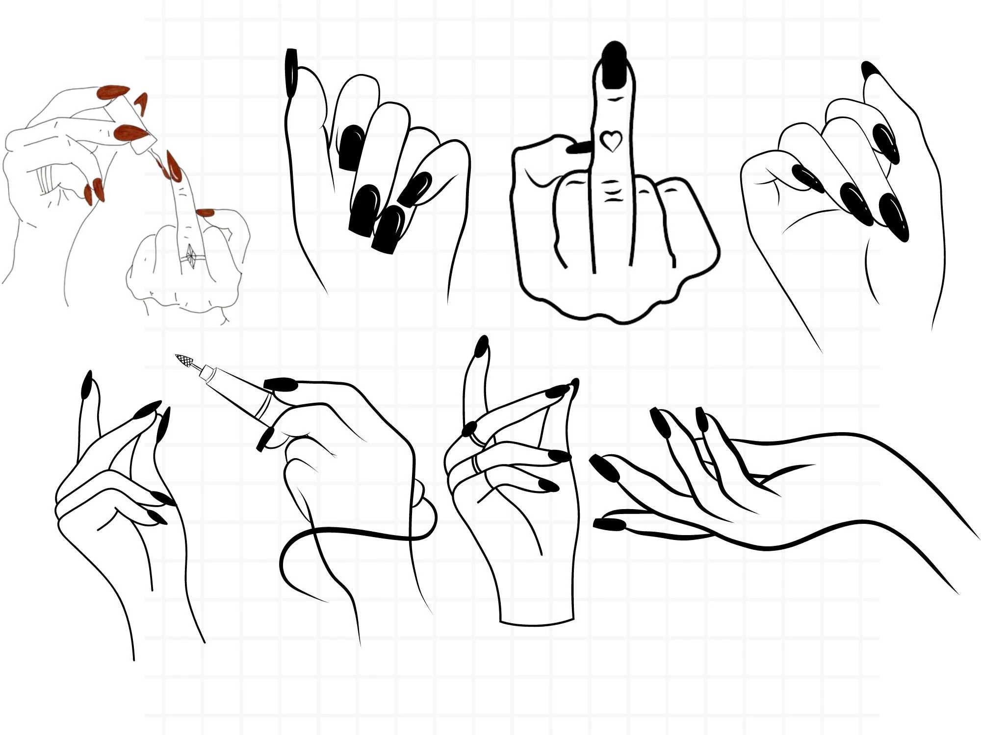 Nail art SVG bundle\ Girl Hand svg\ Nail art Cut file\ Nail tech svg\ Nail Polish svg\ Nail svg\ Manicure svg\ Fashion svg