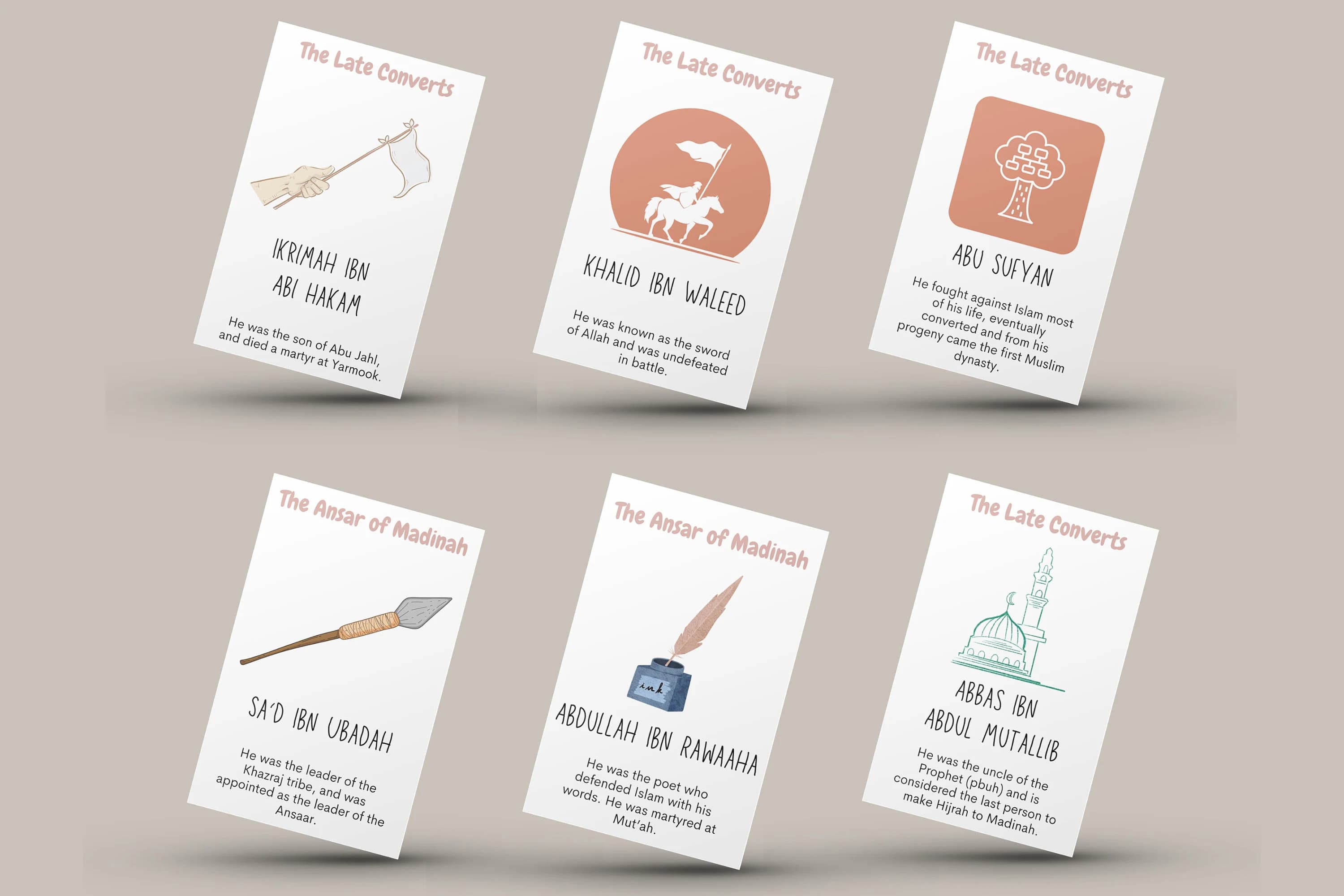 24 Companions of Prophet Muhammad Flashcards | Islamic Pre School | Digital Print | Montessori Furniture - image 3