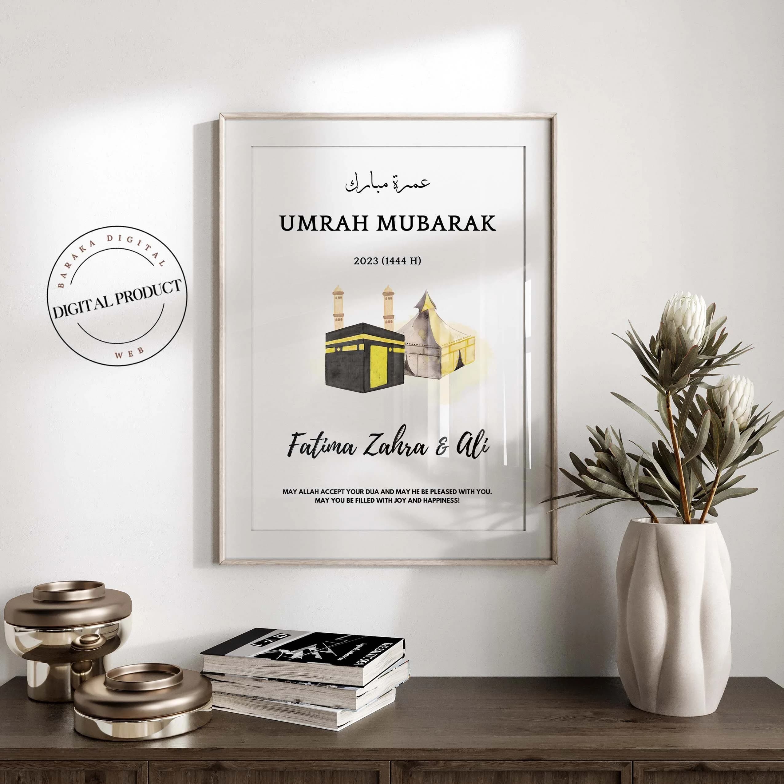 Personalized Umrah Mubarak Print | Islamic Gift, Eid Decor (Digital Print)