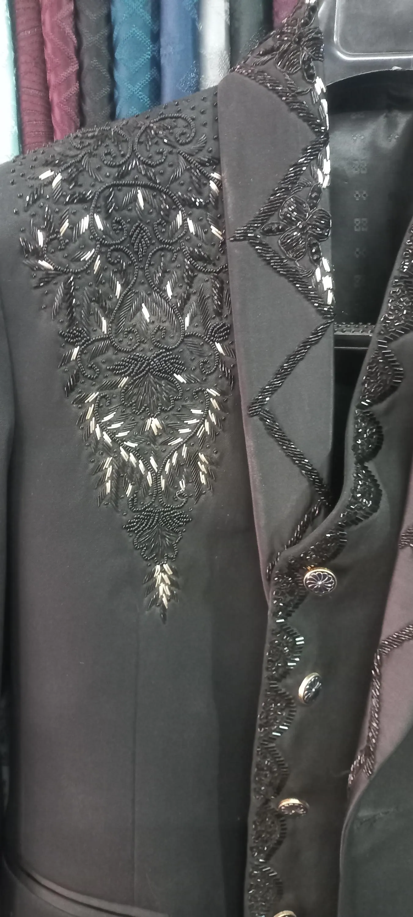 Men’s Black Wedding Tuxedo | Elegant Hand Work Embroidery | Custom Tailored Party Suit USA, Uk, AUS