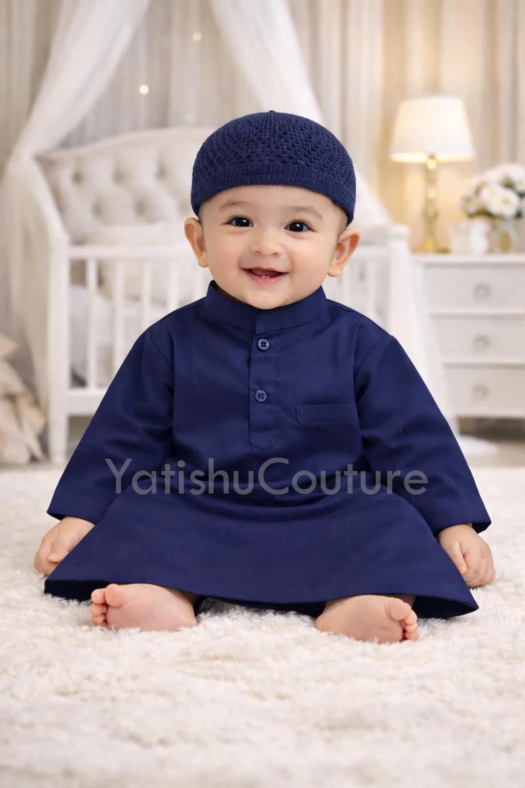 Baby Boy Islamic Wear – Thobe Kurta Abaya Set for Eid Prayer, Newborn Arabic Clothes