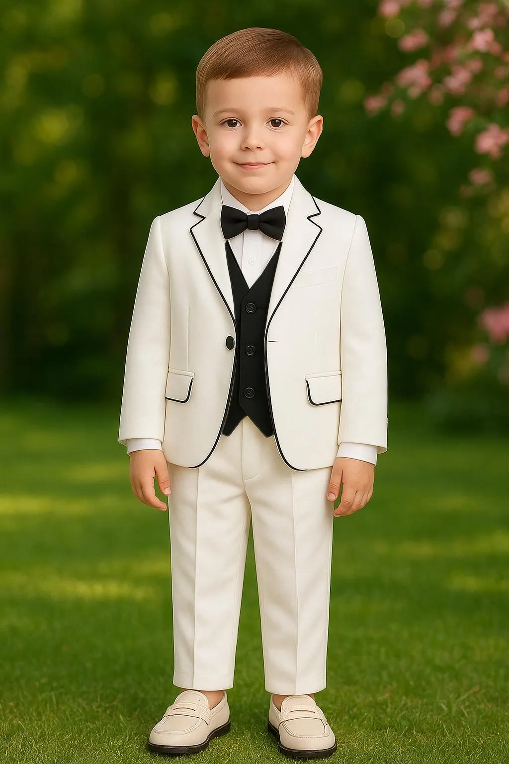 White 3-Piece Boys Suit, Toddler Christening Outfit, Kids Custom Baptism Suit, Wedding