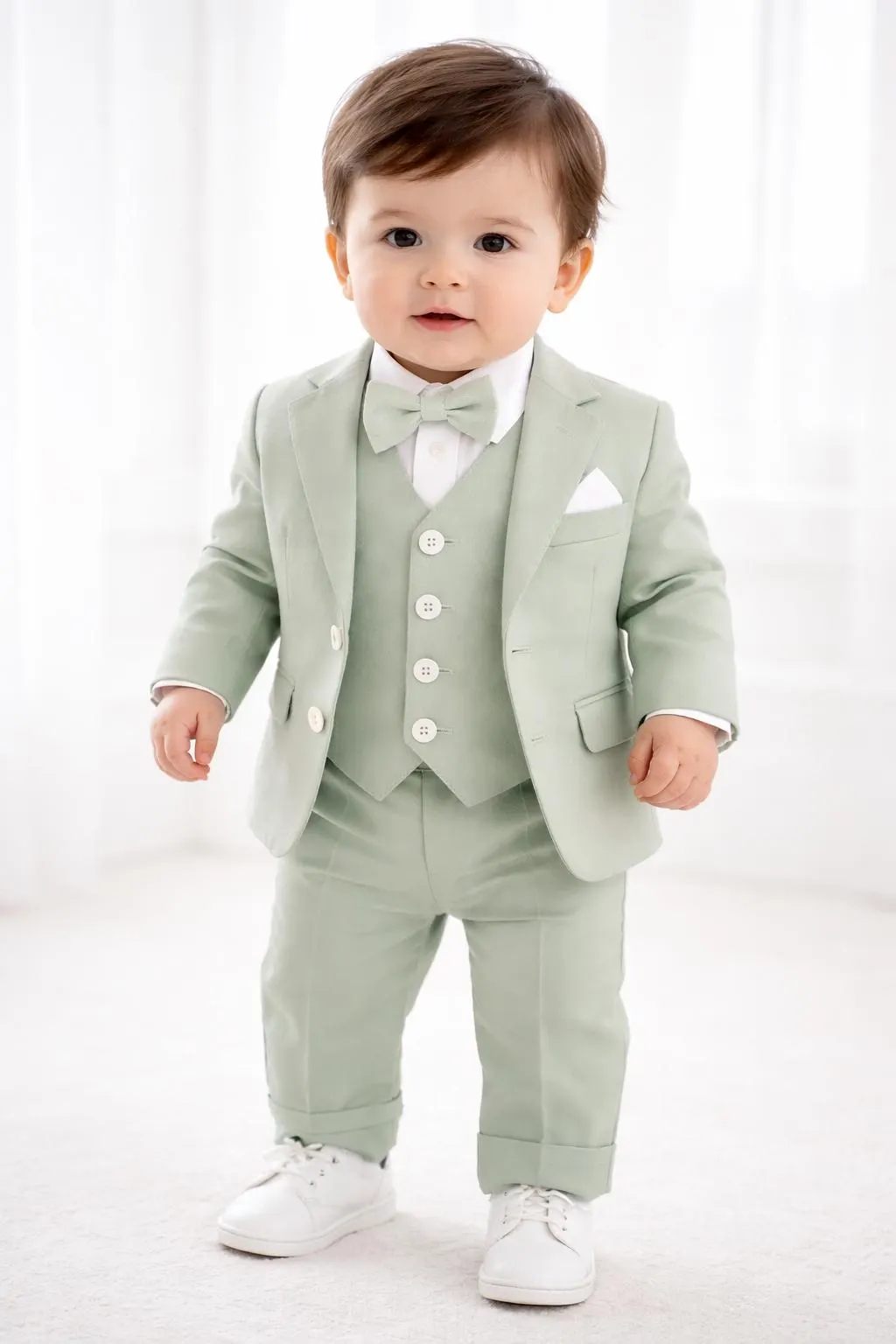 Boys Sage Green 3-Piece Suit | Custom Fit Wedding Tuxedo, Ring Bearer Outfit