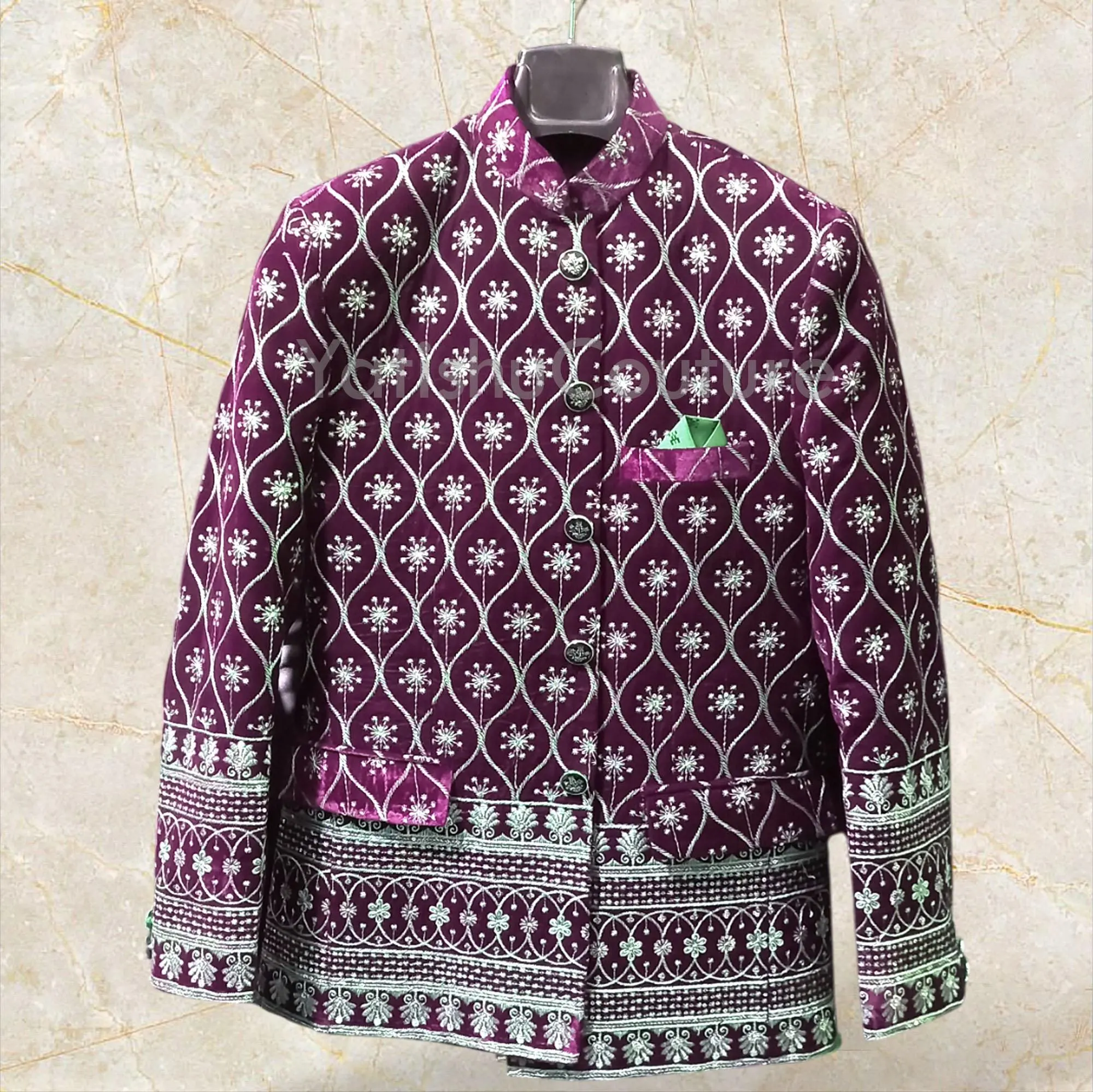 Maroon Velvet Embroidered jodhpuri suit for mens Perfect For Wedding