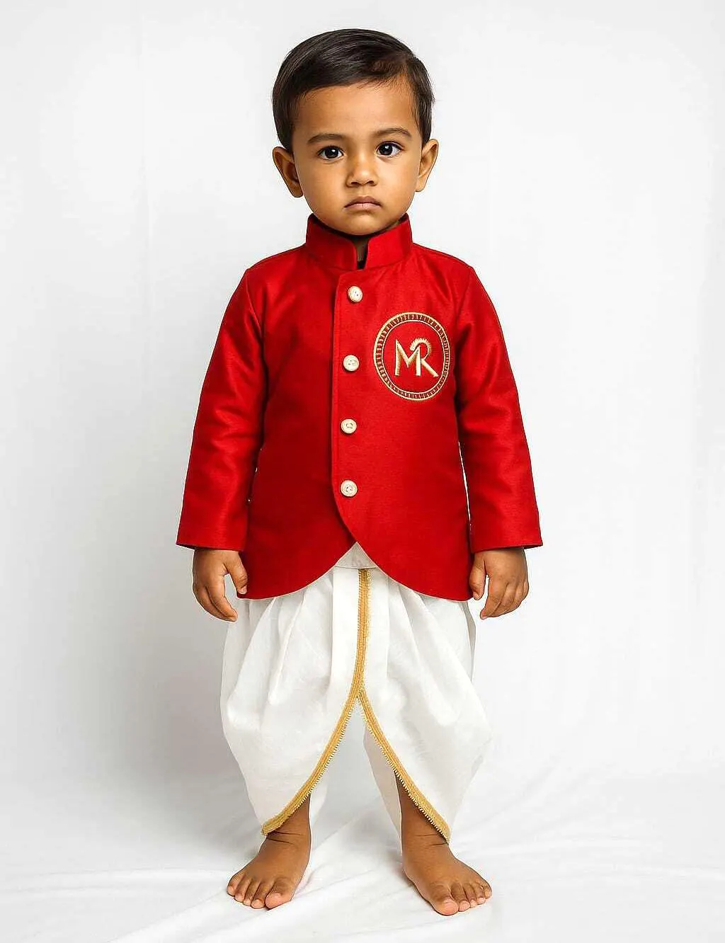 Handmade Dhoti Kurta for Boys | Embroidery Raw Silk Baby Indian Outfit Wedding, Diwali Gift