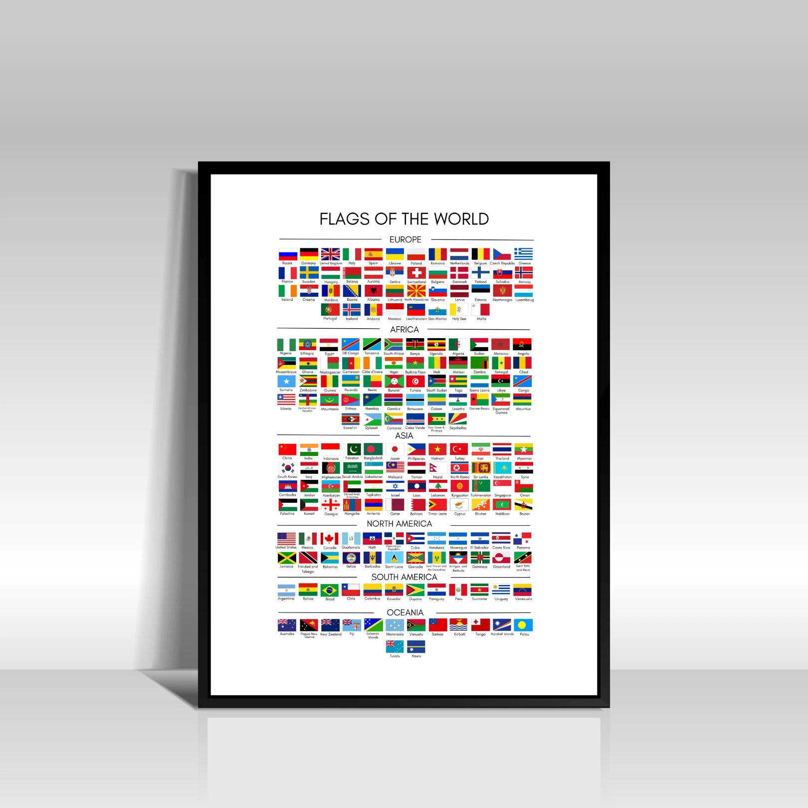 Flags of the World Wall Art, Educational Wall Print, Digital, Geography, Wall Decor, Country Flags, World Flags, Printable, Continent - image 3