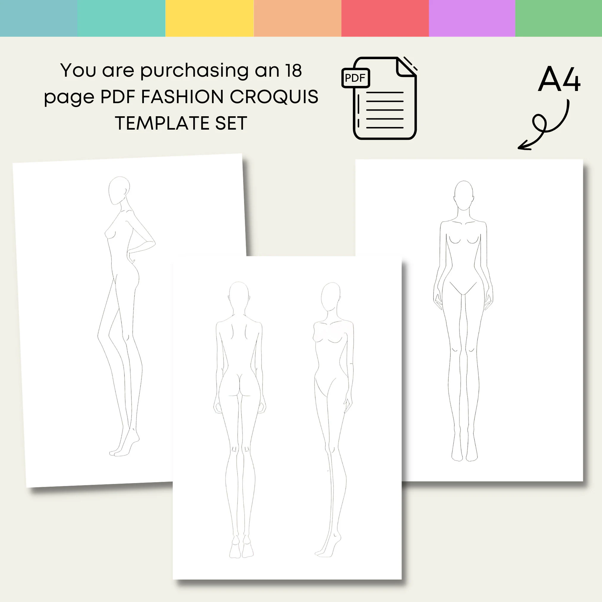 Fashion Croquis Template Figure Set, Figure Poses, Fashion Figure, Women, Stencils, Procreate, Drawing, Design, Sketch, Designer Guide - image 3