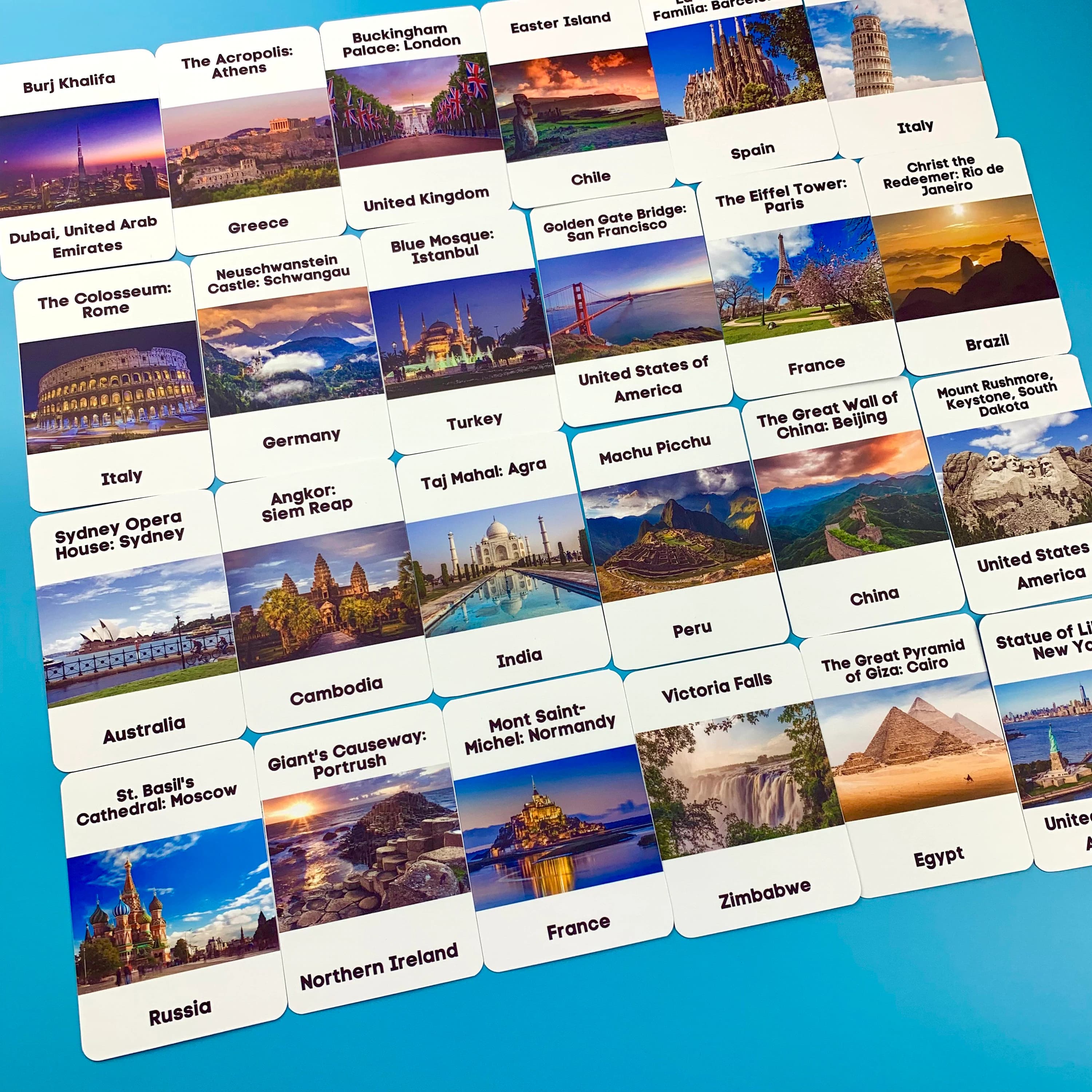 Famous Landmarks Flash Cards World Country Educational Children Digital Download Kids Geography Flags History - image 5