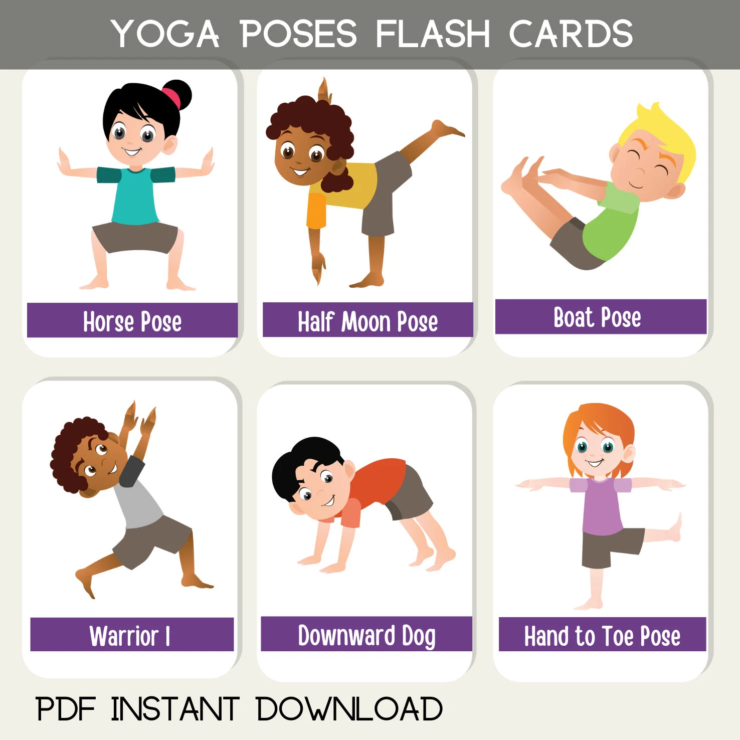 Yoga Poses Positions Flash Cards Children Preschool Educational Activity SEN KS1 KS2