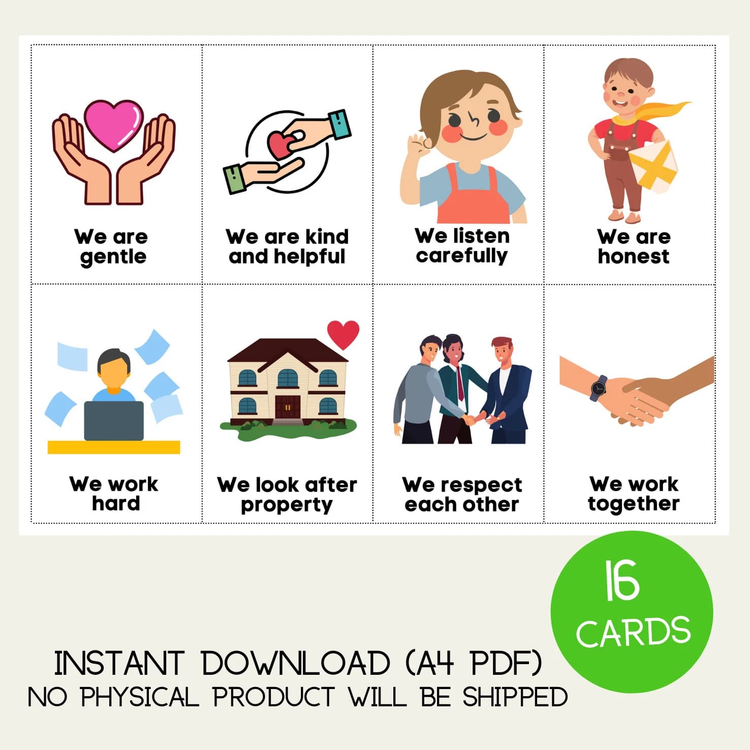 Class Room Golden Rules Home School Flash Cards Children Communication Education Children Behaviour Reward Learning - image 4
