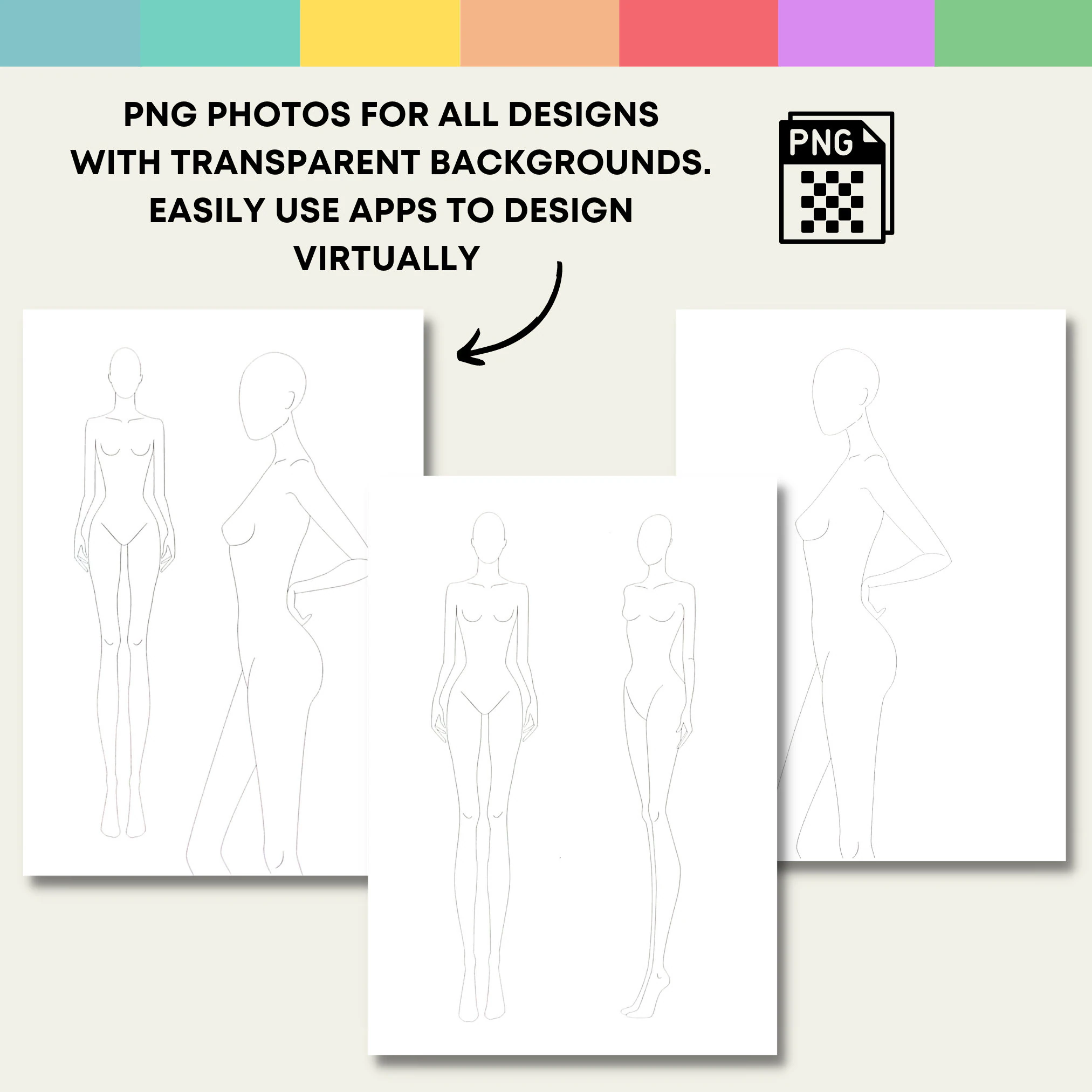 Fashion Croquis Template Figure Set, Figure Poses, Fashion Figure, Women, Stencils, Procreate, Drawing, Design, Sketch, Designer Guide - image 4