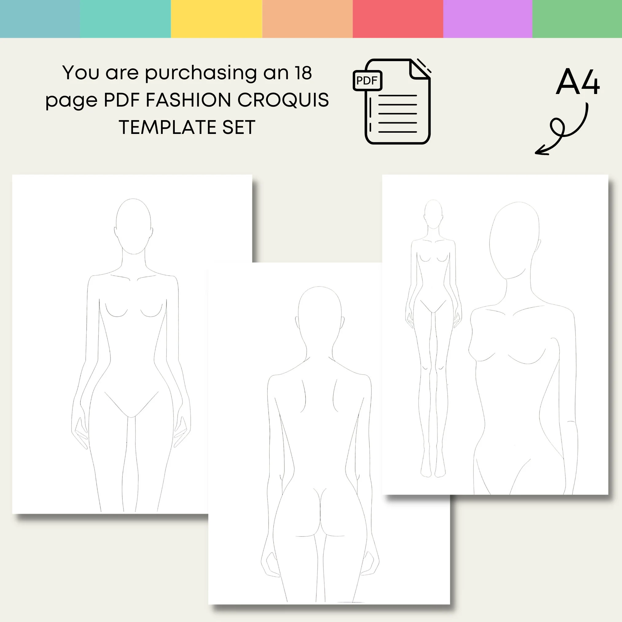Fashion Croquis Template Figure Set, Figure Poses, Fashion Figure, Women, Stencils, Procreate, Drawing, Design, Sketch, Designer Guide - image 5
