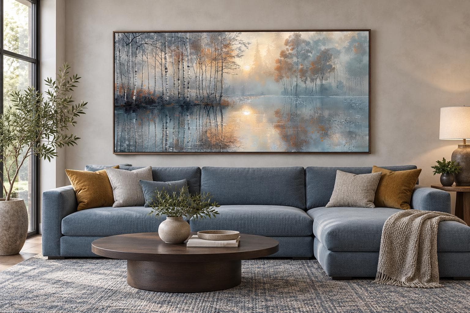 Birch Trees In Spring Wall Art, Silver Gold Forest Landscape Painting Canvas PRINT, Modern Living Room Decor Framed, Unframed, Ready To Hang