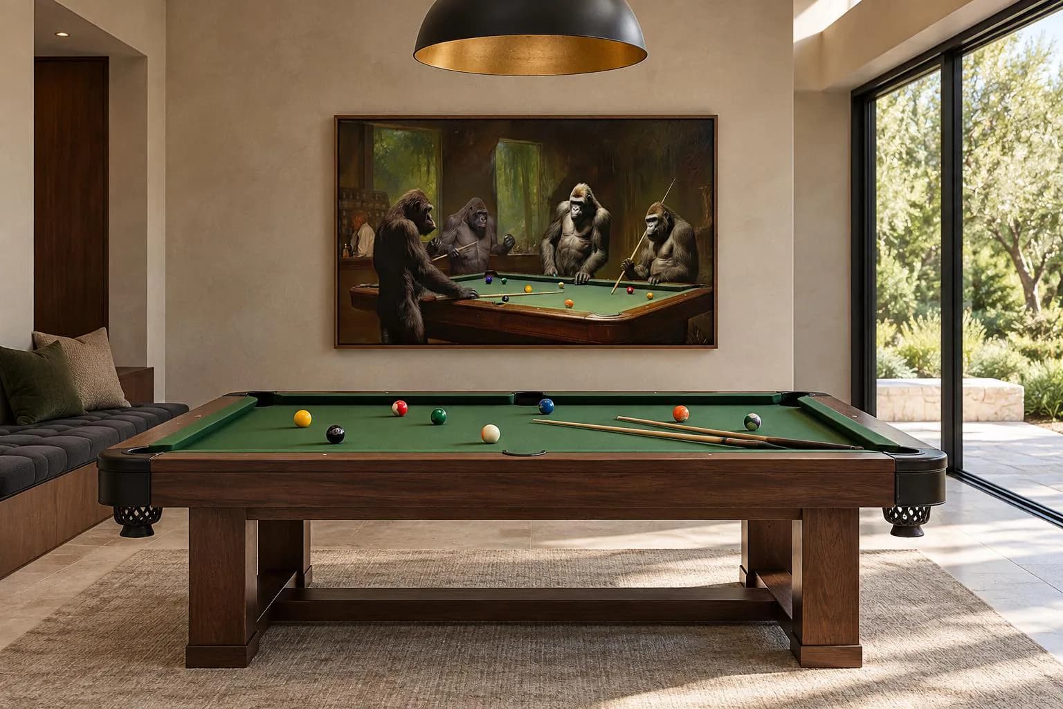 Gorillas Playing Billiards Painting - Game Room Wall Art - Billiard Room Decor - Man Cave Decor - Bar Wall Decor Ready To Hang - image 4