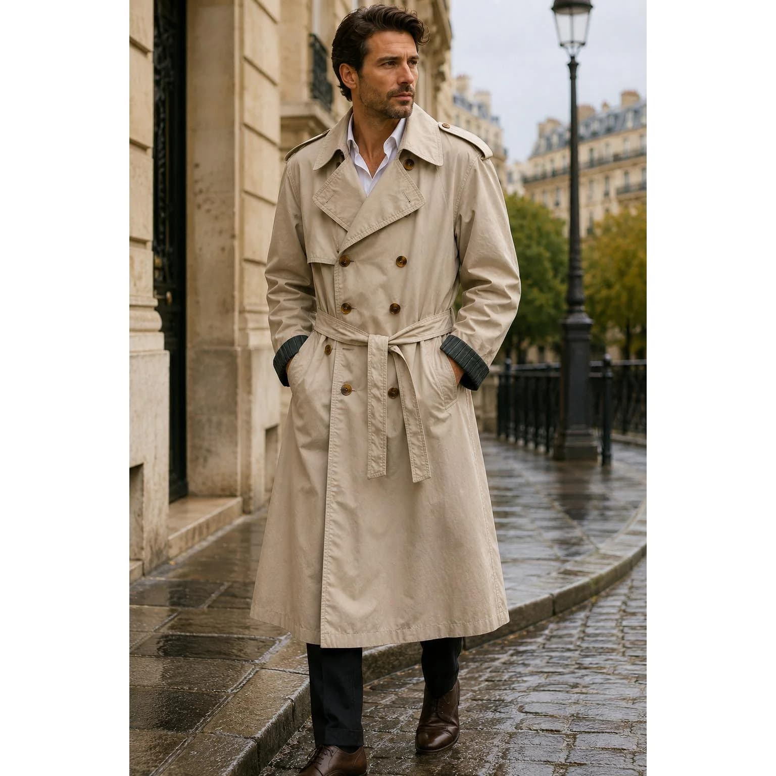 Vintage Court Metrage Euro Trench Coat Light Academia Detective Parisian Preppy - image 3