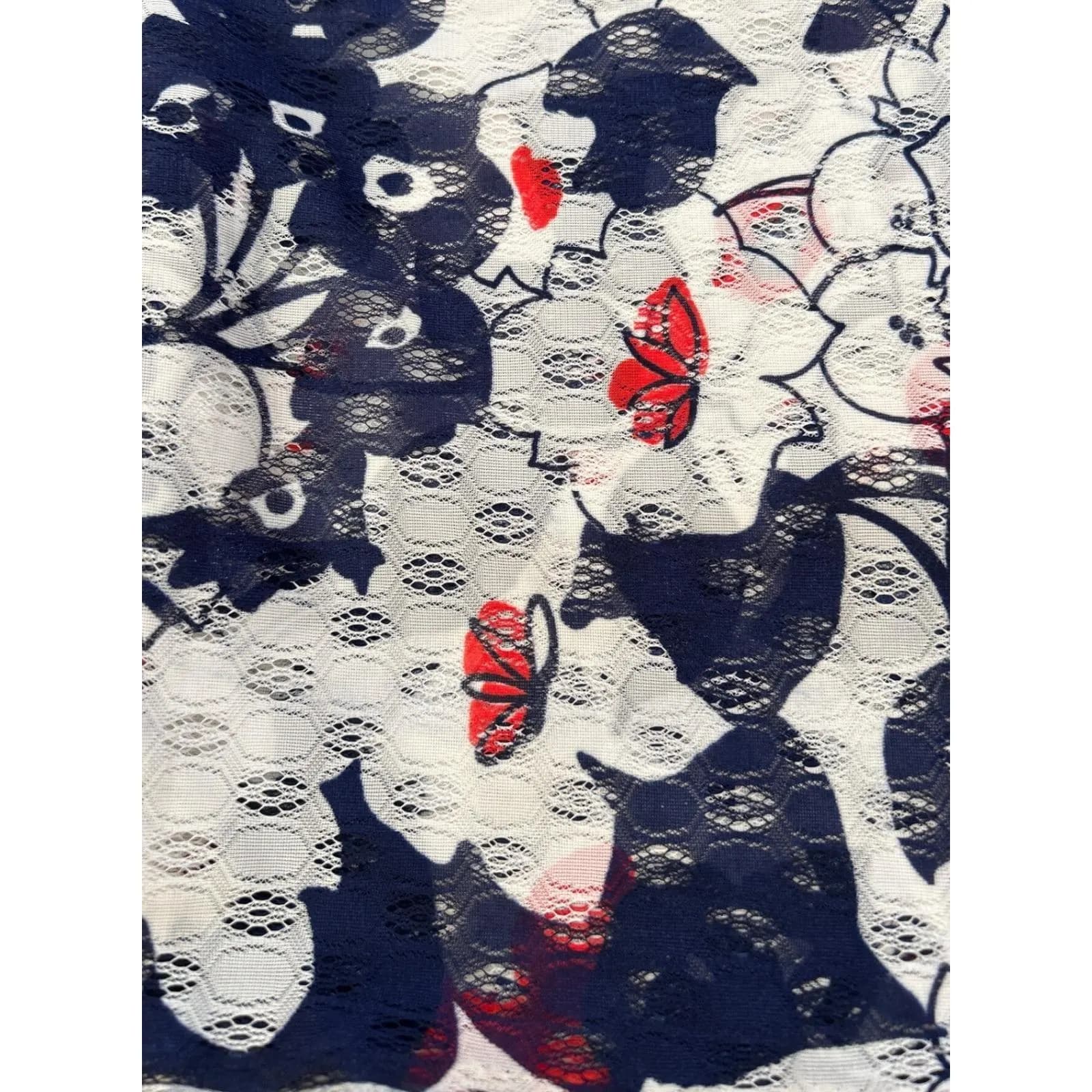 Vintage Floral Lace Fabric Romantic Gothic Stretch Yardage Nautical Chic - image 3