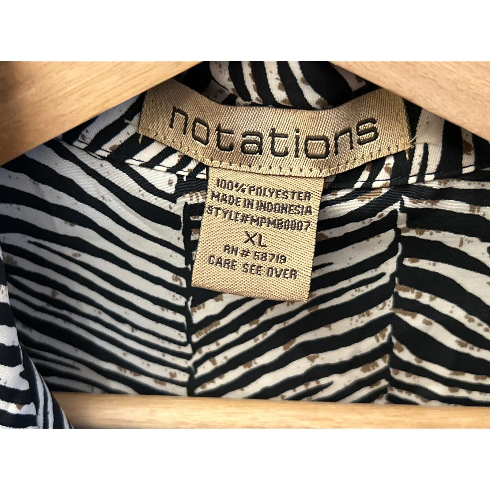 Vintage Y2K Notations Button Down Blouse Zebra Print Office Siren Mob Wife XL - image 4