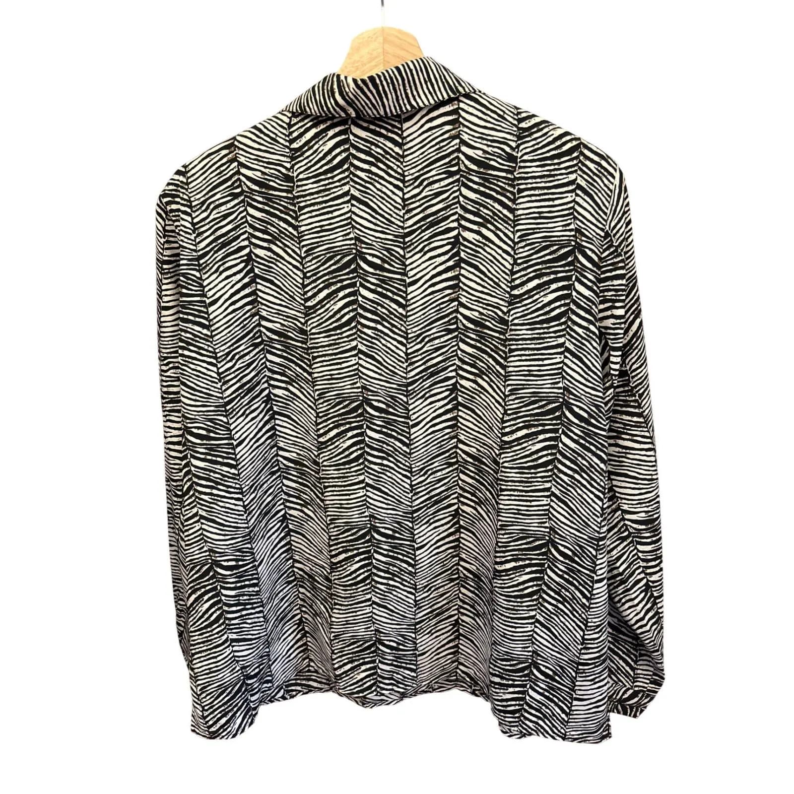 Vintage Y2K Notations Button Down Blouse Zebra Print Office Siren Mob Wife XL - image 5