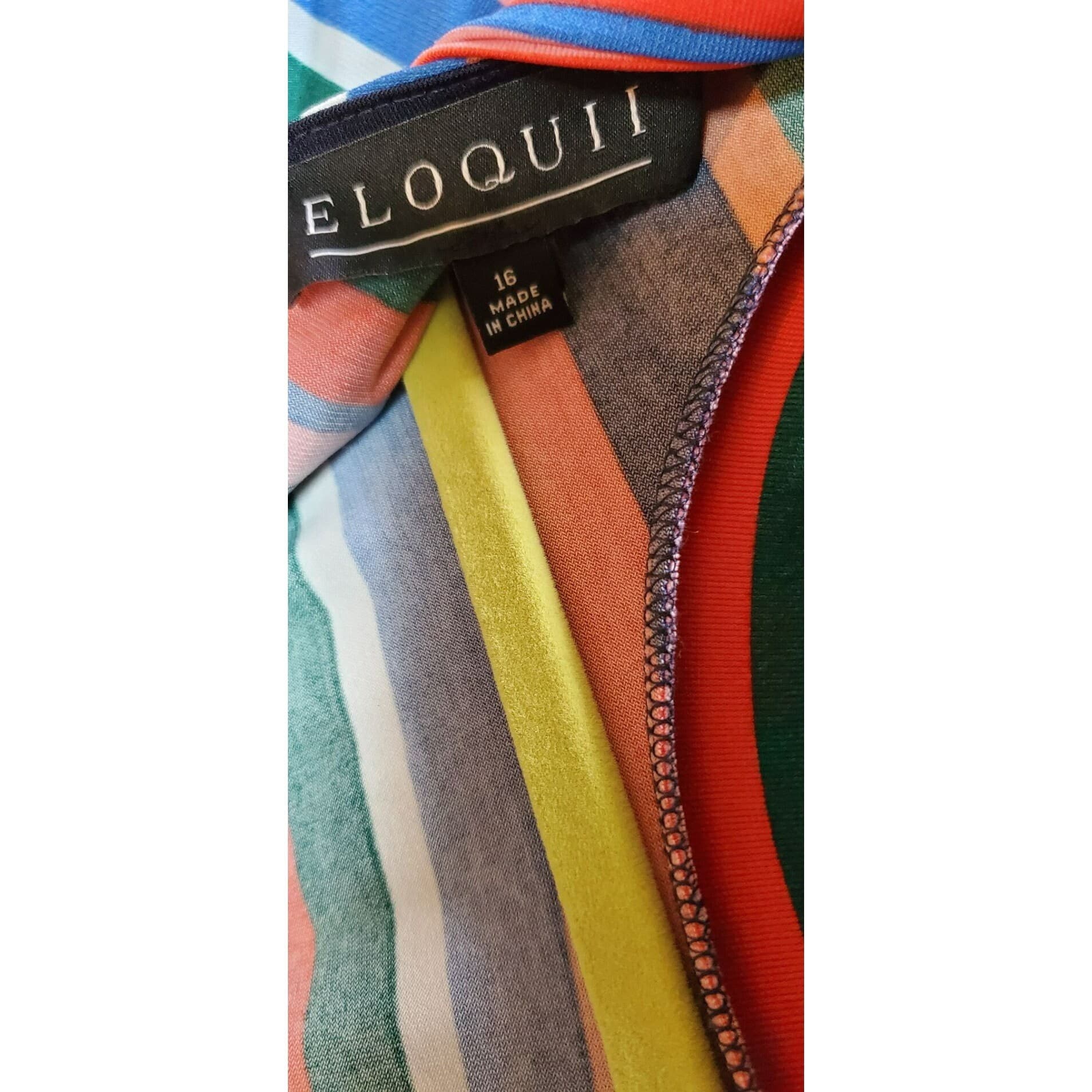 Eloquii Women's Striped Print Fit and Flare A-Line Dress Size 16 Back Bow Stretch Long Sleeve - image 4