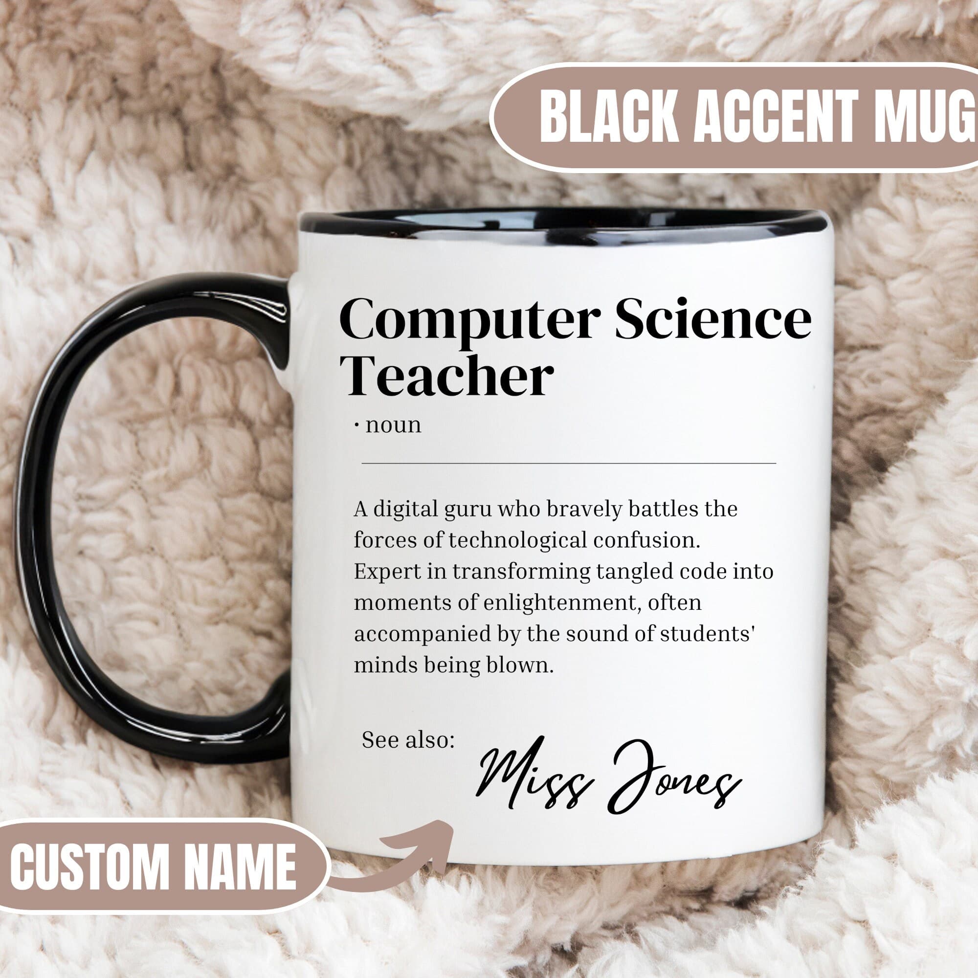 Personalised Computer Science Teacher Appreciation Gift, Custom Names, Teacher Gift, ICT Teacher Funny Dictionary Definition Mug - image 4
