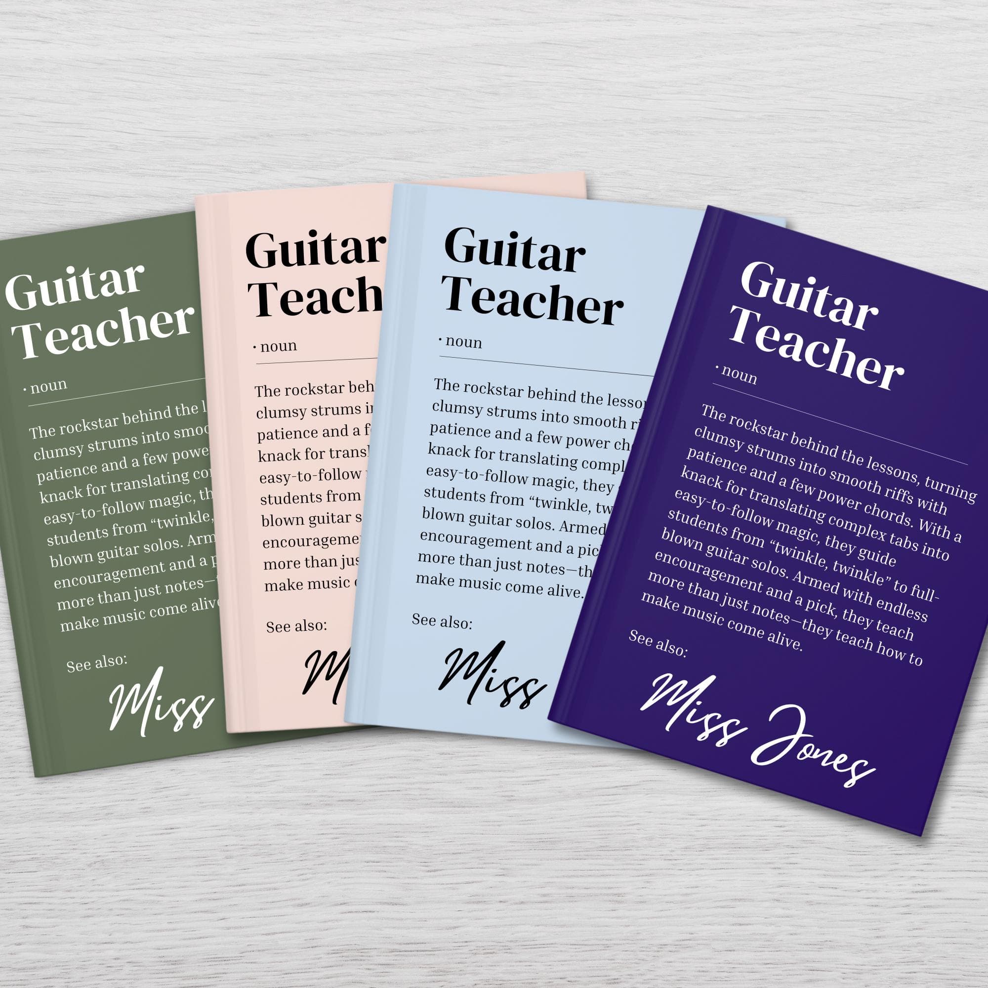 Personalised Guitar Teacher Gift Notebook, Teacher Appreciation Gift, Custom Teacher Name, Definition Journal, Hardback Notebook - image 5