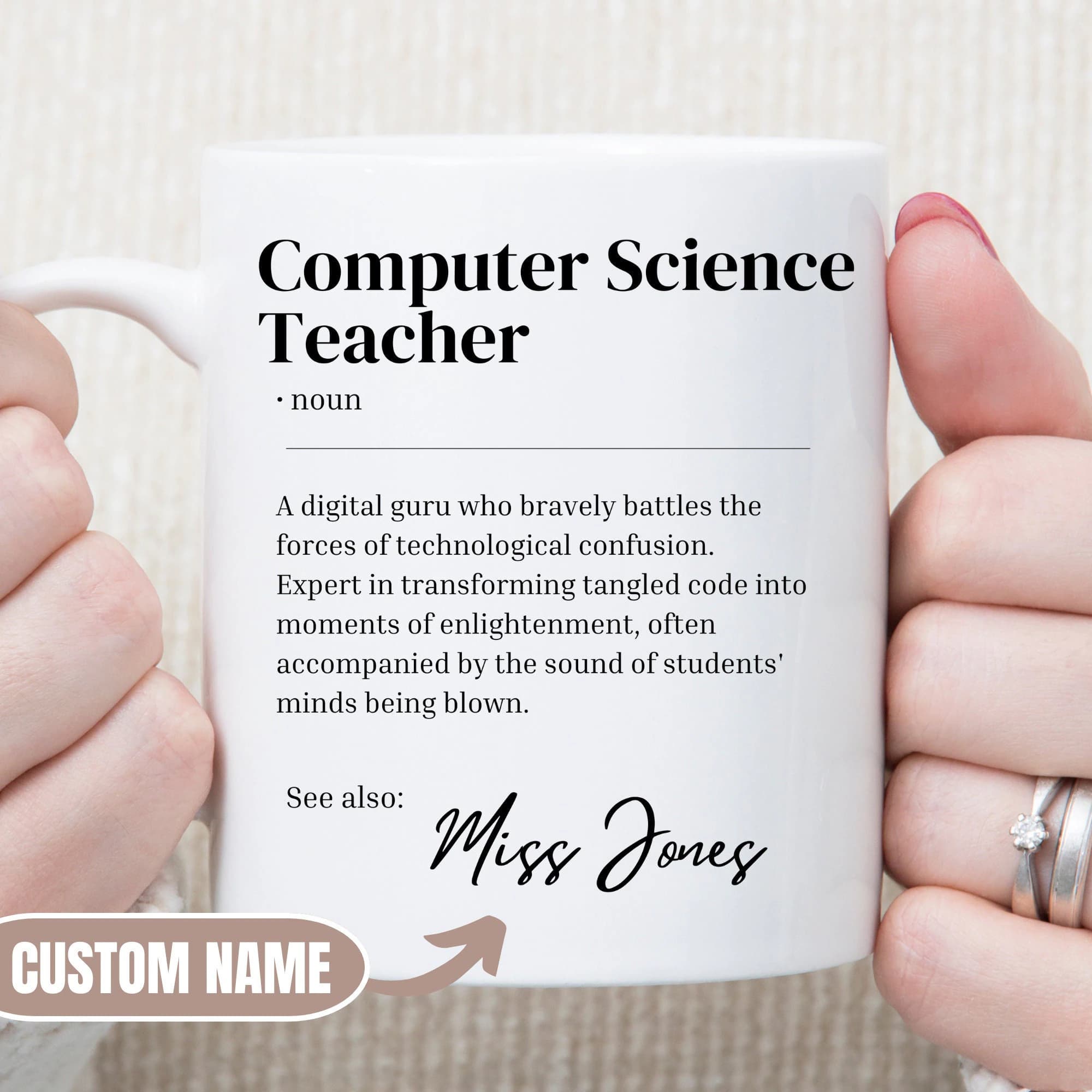 Personalised Computer Science Teacher Appreciation Gift, Custom Names, Teacher Gift, ICT Teacher Funny Dictionary Definition Mug