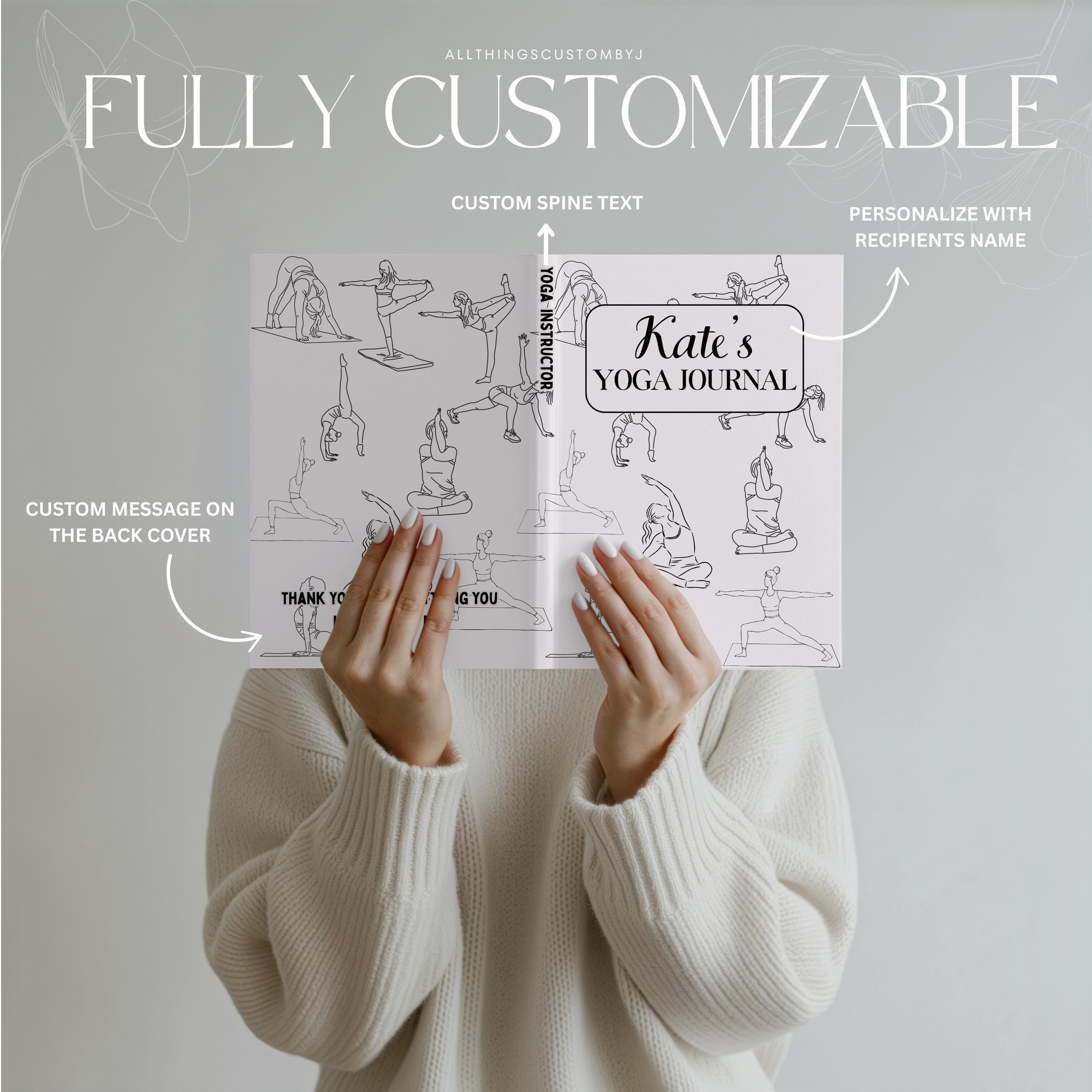 Personalized Yoga Journal, Yoga Instructor Gift, Custom Gift for Yoga Lover, Wellness Notebook, Yoga Notes, Yoga Planner - image 5