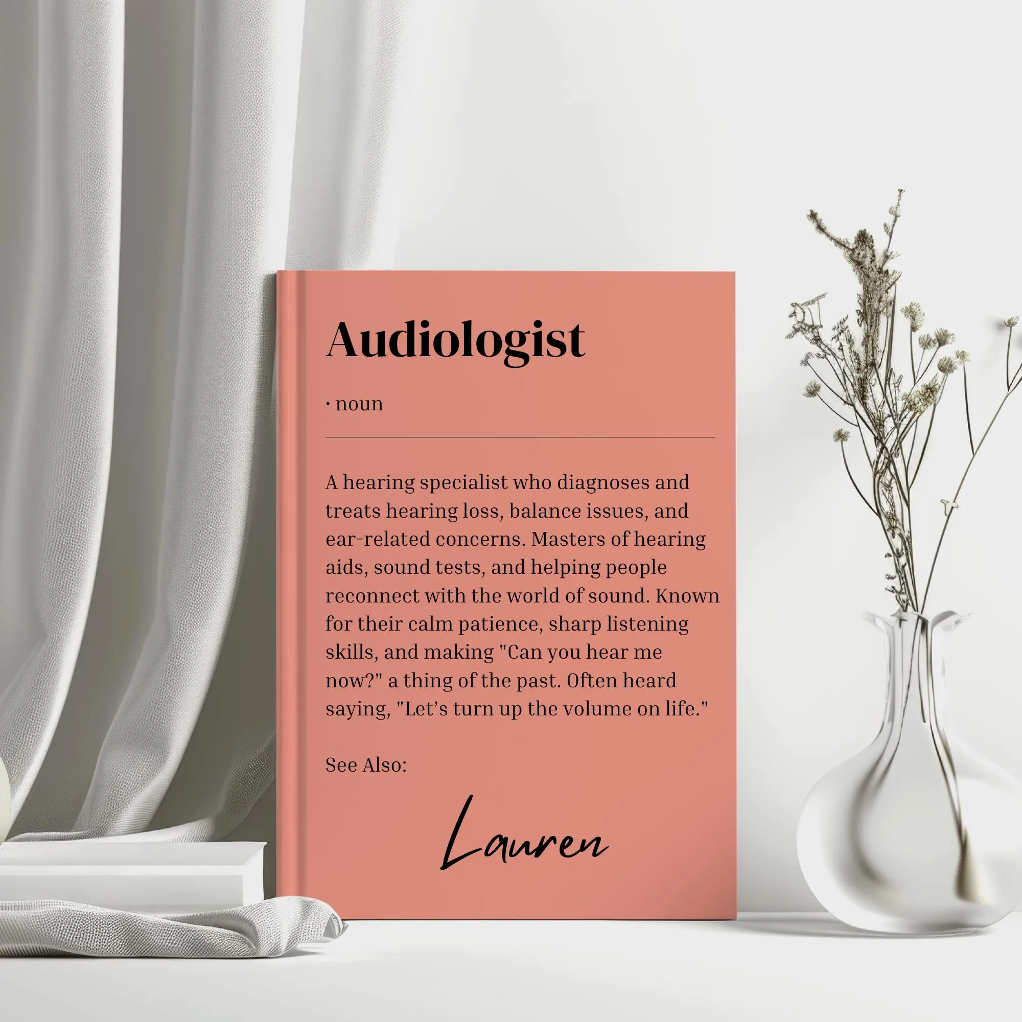 Audiologist Journal Nurse Appreciation Gifts, New Nurse Gift, Audiologist Student Graduation, Personalized, Custom Name