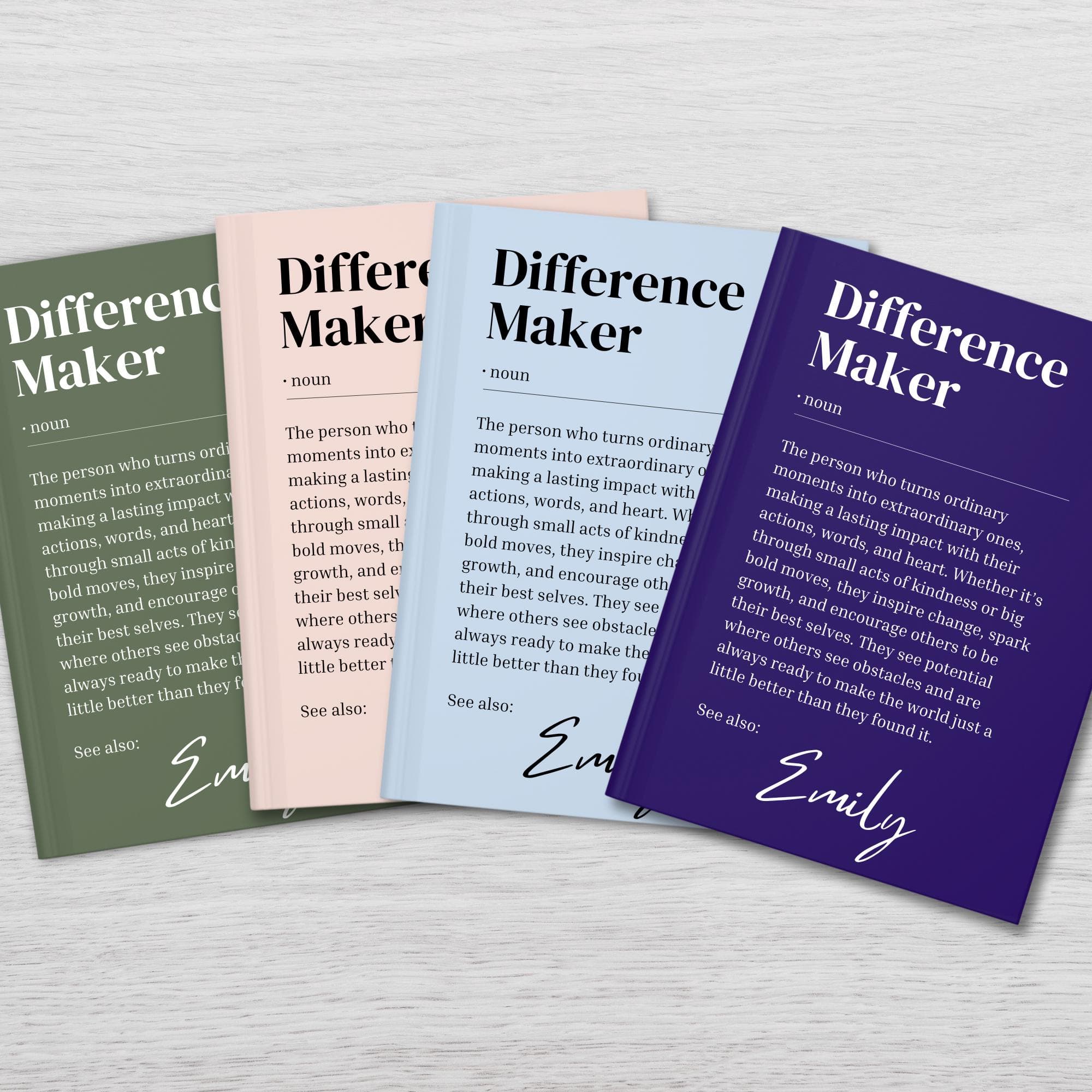 Personalised Difference Maker Journal, Coworker Birthday Gift,  Definition Gift, Mentor, Leader Appreciation, Colleague, Nurse Teacher - image 3