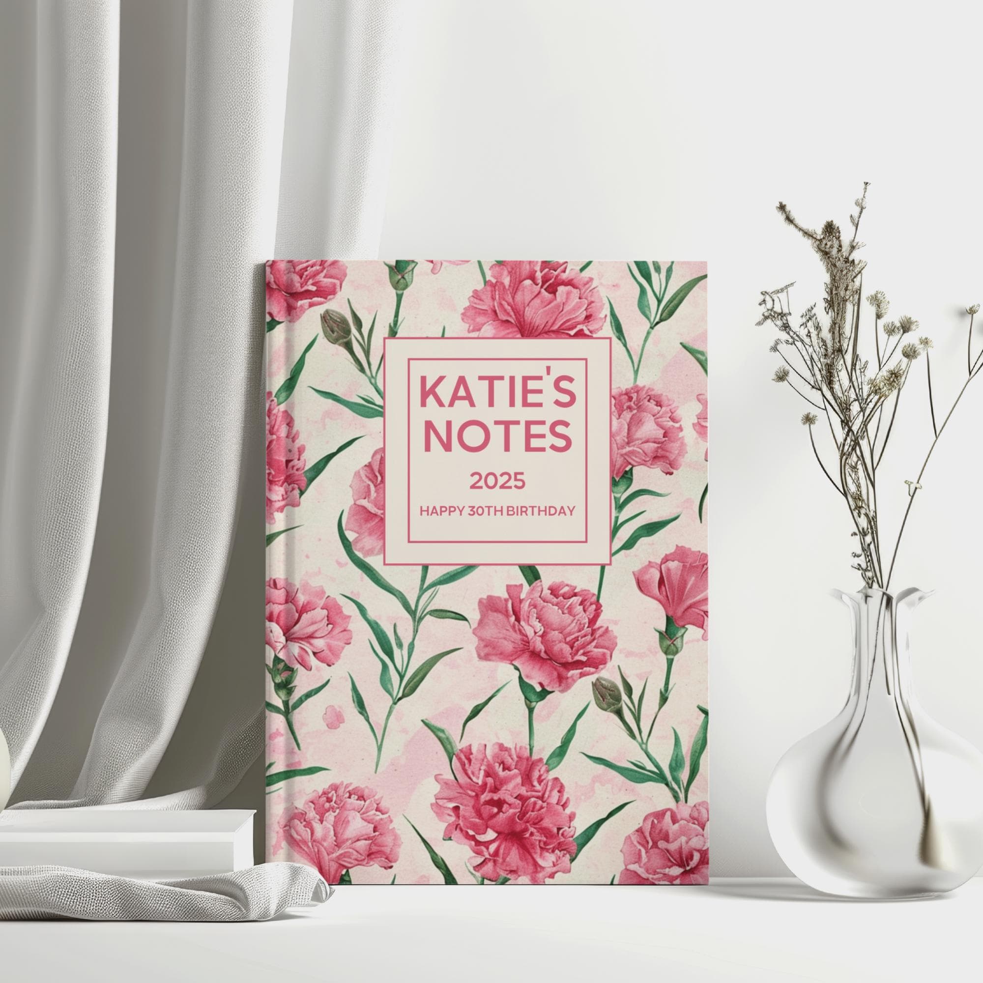 Personalized Birth Month Flower Notebook, Birth Month Pattern, Watercolor Flower Journal, Custom Name, Birthday Gift, Stocking Filler, - image 4