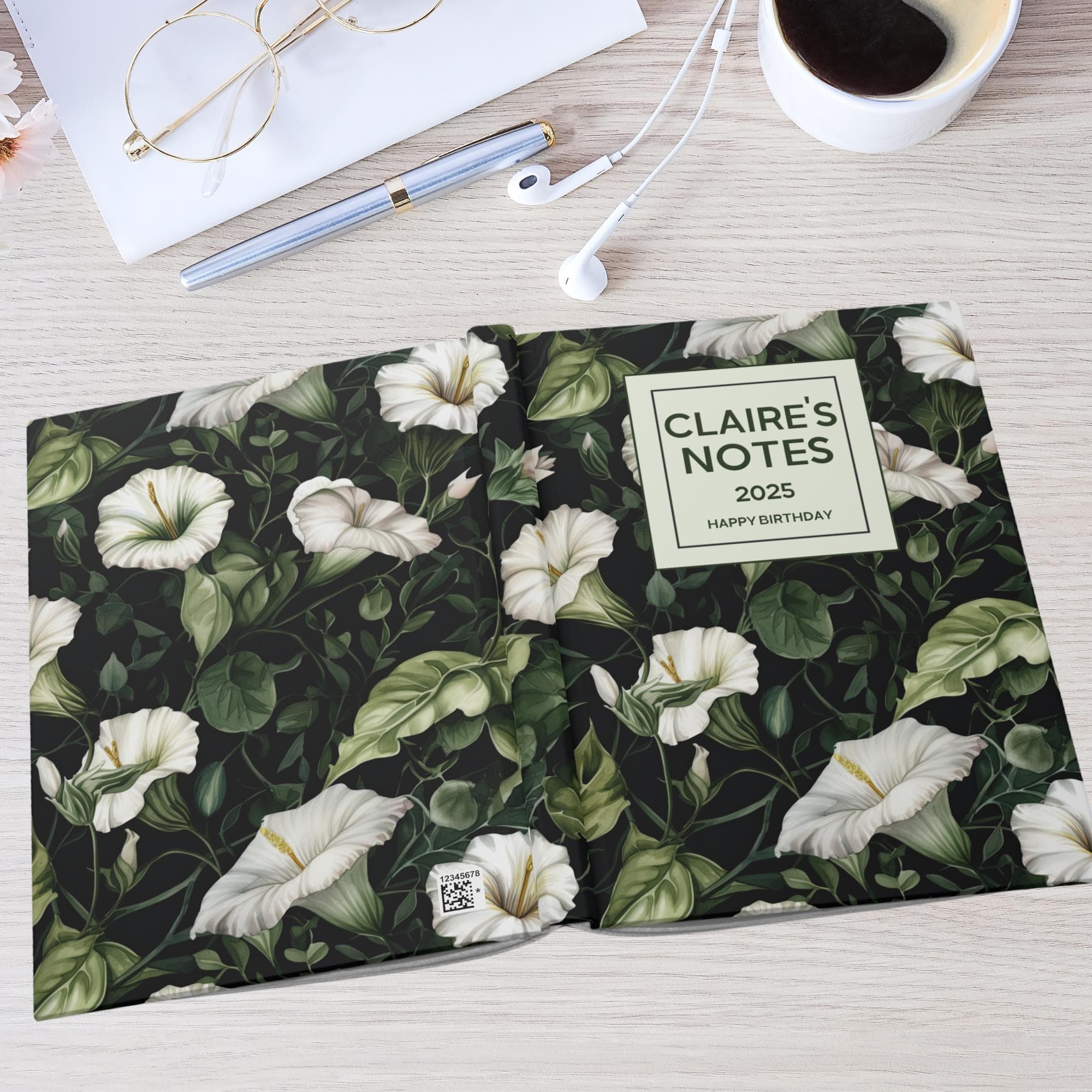 Personalised September Birth Month Flower Notebook, Morning Glory Pattern, Watercolour Flower Journal, Custom Name, Birthday Gift - image 2