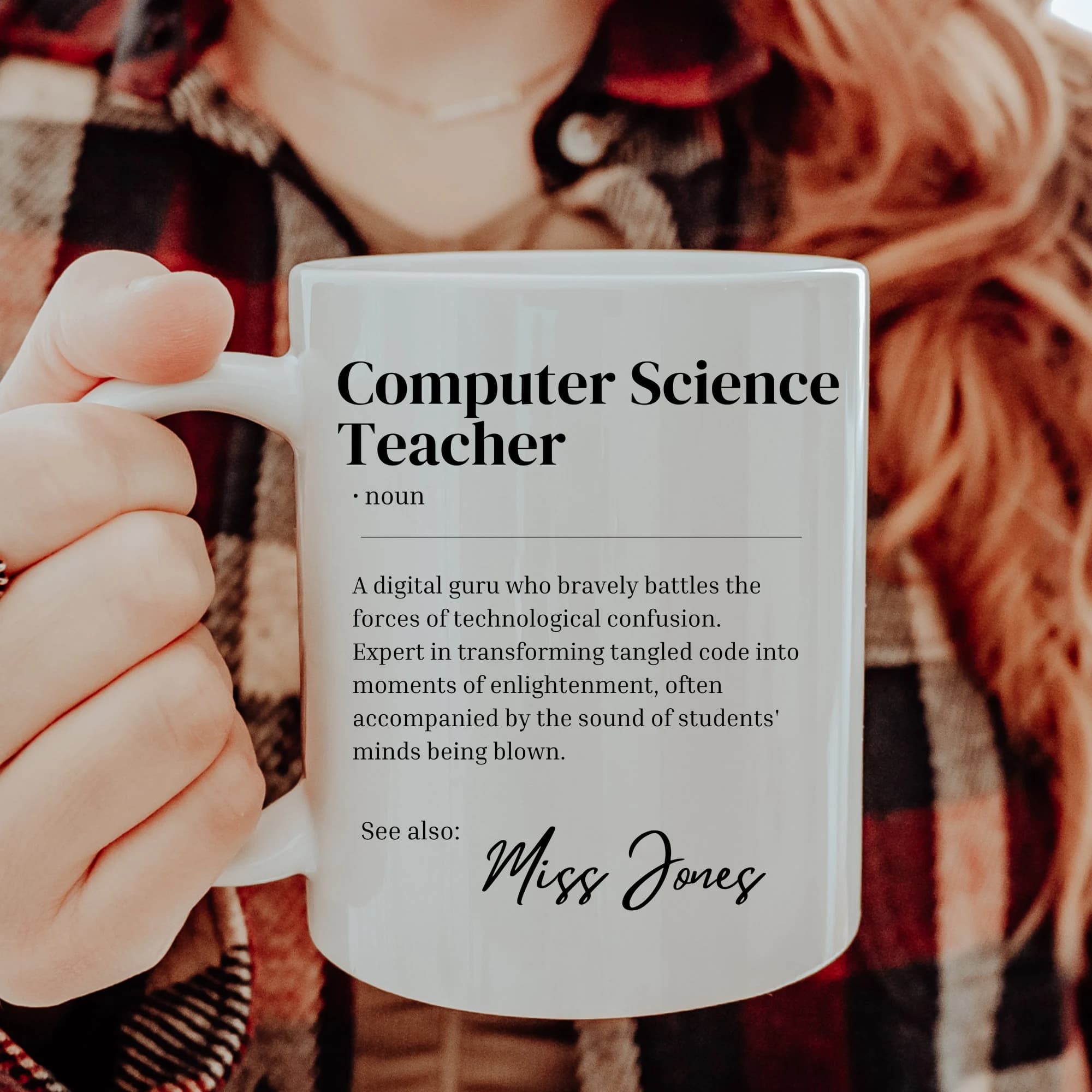 Personalised Computer Science Teacher Appreciation Gift, Custom Names, Teacher Gift, ICT Teacher Funny Dictionary Definition Mug - image 3